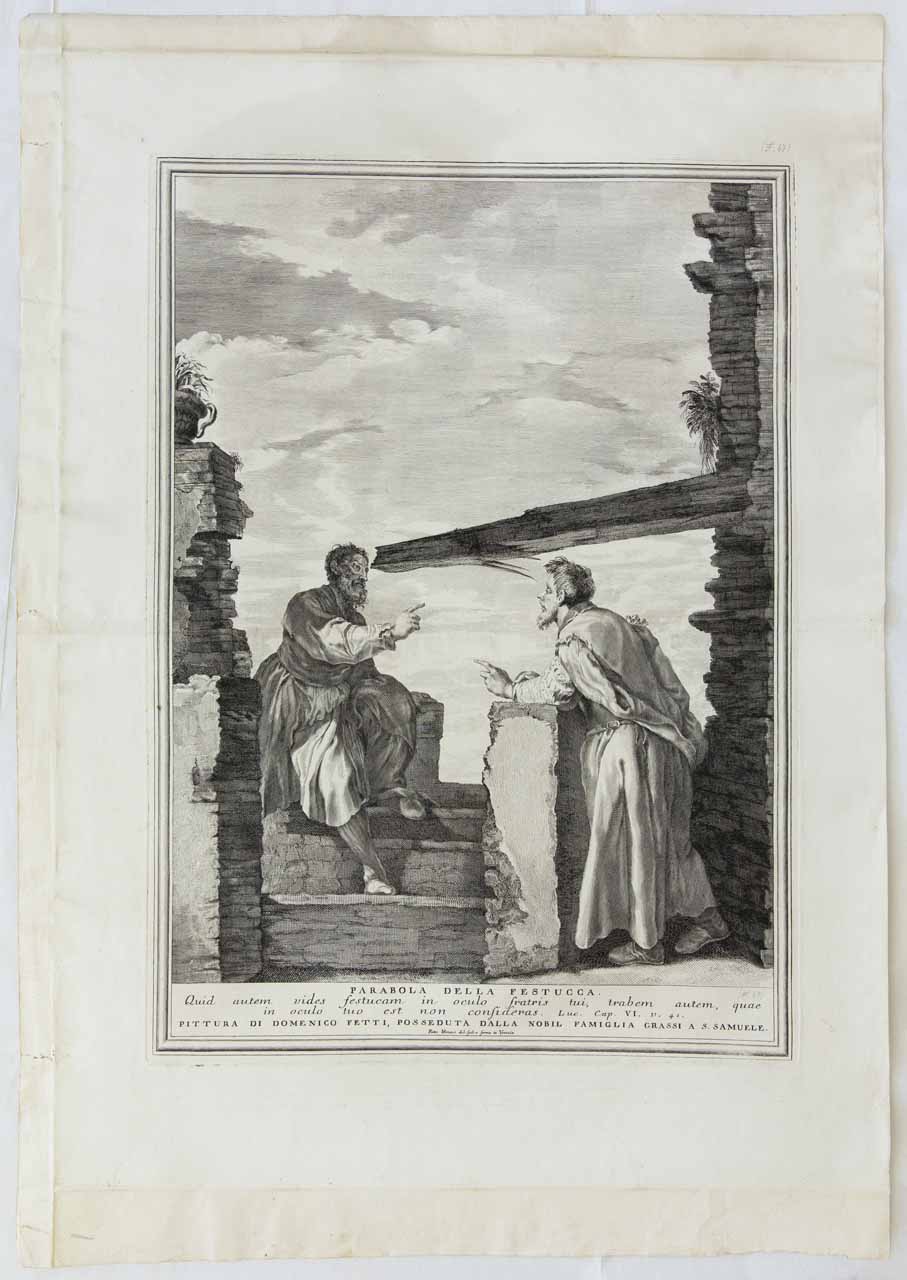 Parabola della pagliuzza e della trave (stampa) di Monaco Pietro, Fetti Domenico - ambito bellunese (sec. XVIII)