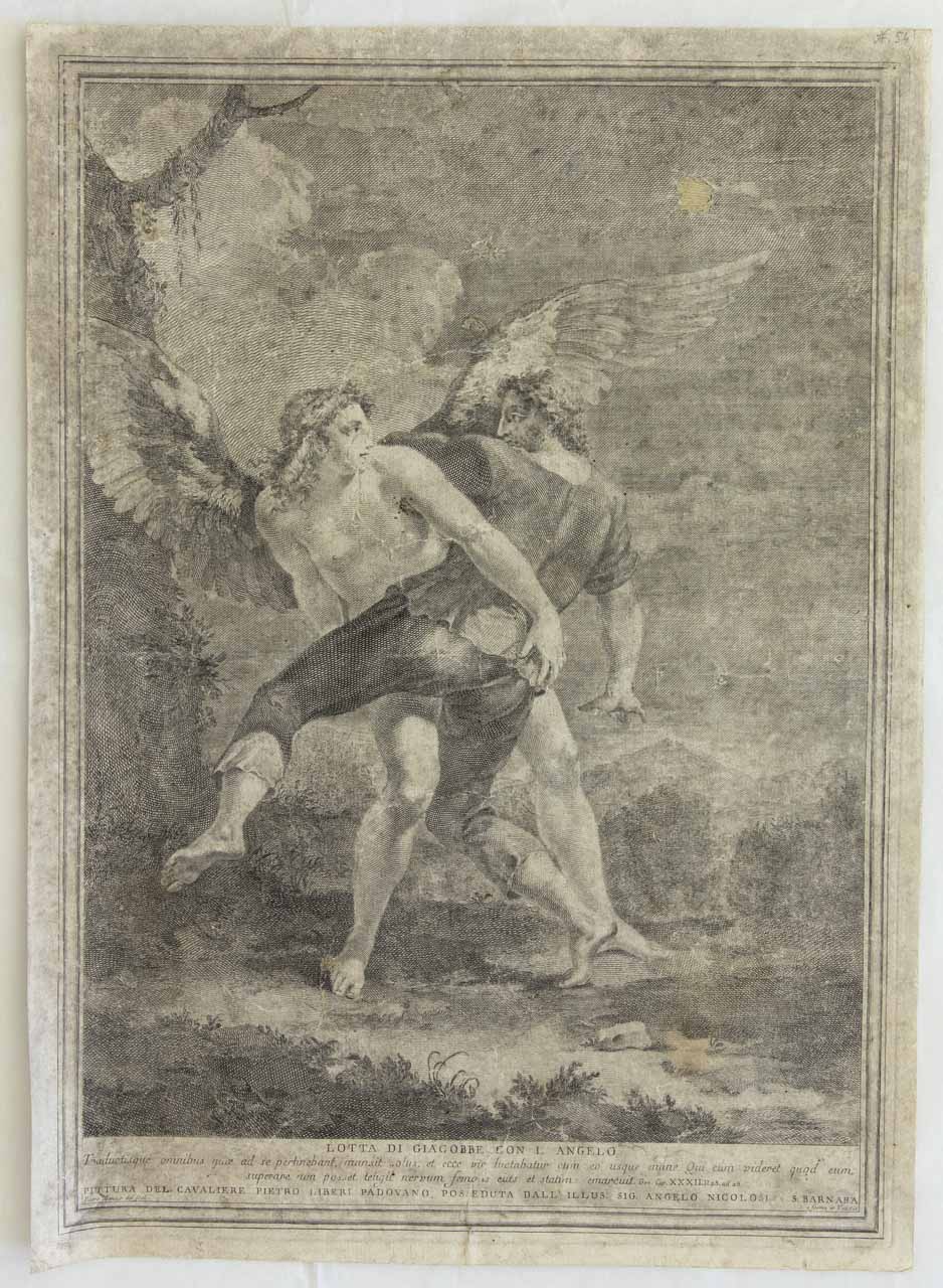 Lotta di Giacobbe con l'angelo (stampa) di Monaco Pietro, Liberi Pietro - ambito bellunese (sec. XVIII)