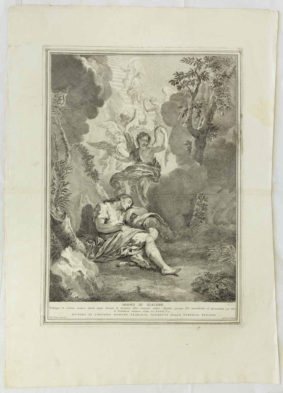 Sogno di Giacobbe (stampa) di Monaco Pietro, Dorigny Louis - ambito bellunese (sec. XVIII)