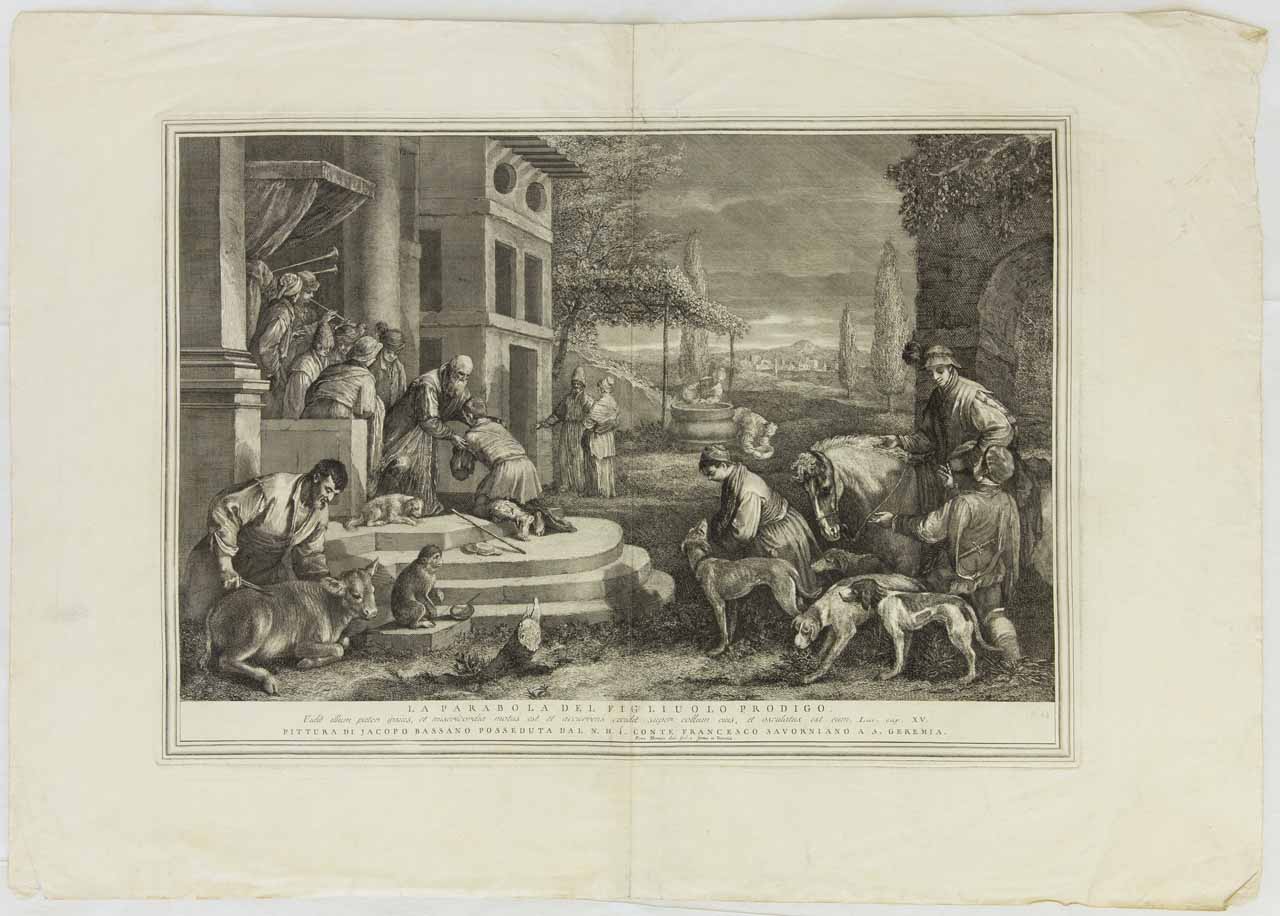 Parabola del figliol prodigo (stampa) di Monaco Pietro, Bassano Jacopo (attribuito) - ambito bellunese (sec. XVIII)