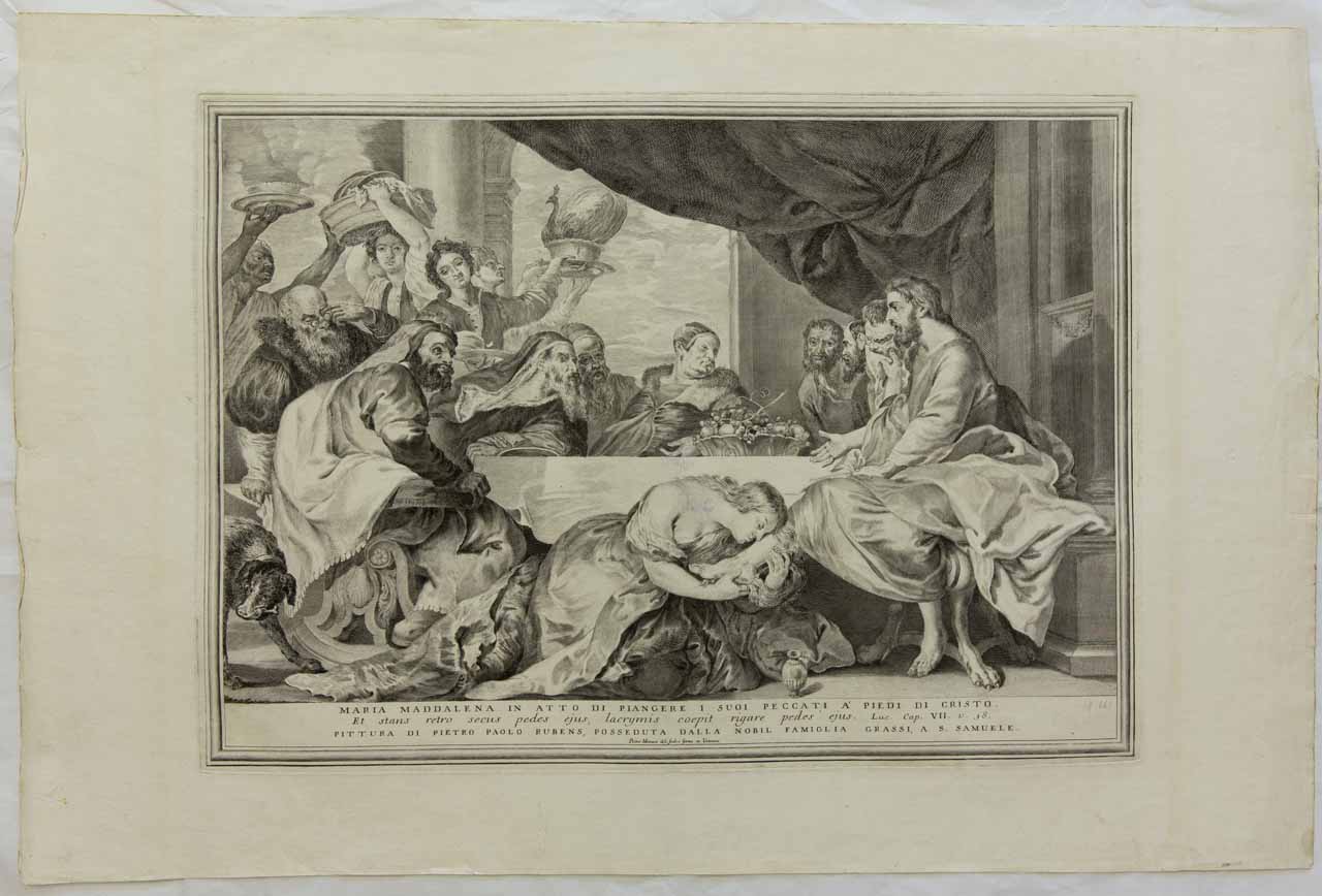 Cena in casa di Simone Fariseo (stampa) di Monaco Pietro, Rubens Pieter Paul (attribuito) - ambito bellunese (sec. XVIII)