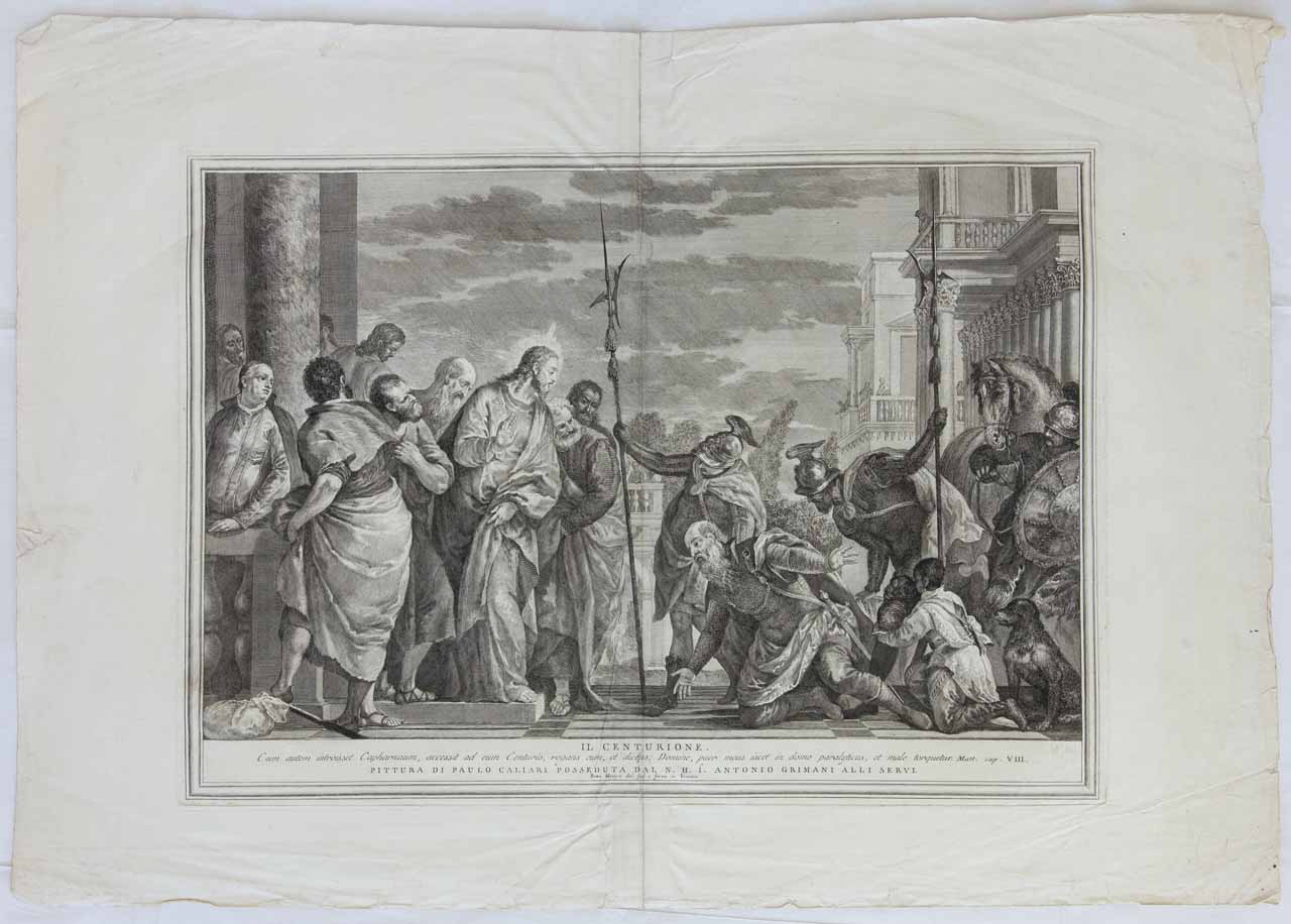 Cristo e il Centurione (stampa) di Monaco Pietro, Caliari Paolo detto Veronese - ambito bellunese (sec. XVIII)