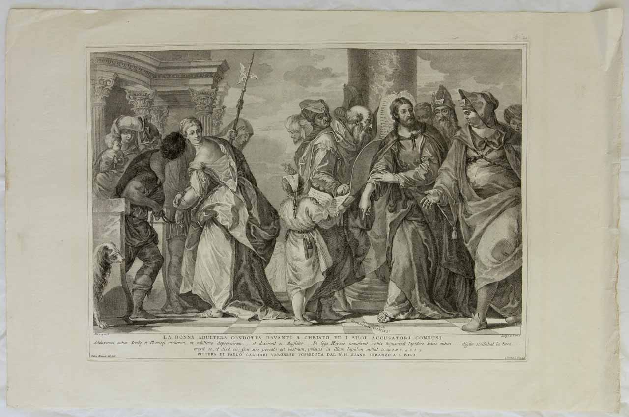 Cristo e l'adultera (stampa) di Monaco Pietro, Caliari Paolo detto Veronese (attribuito) - ambito bellunese (sec. XVIII)