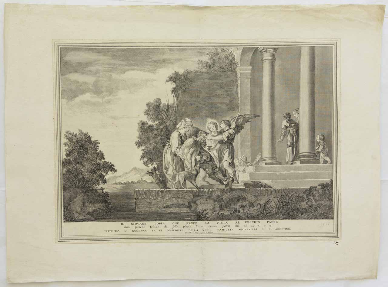 Tobia ridona la vista al padre (stampa controfondata) di Monaco Pietro, Fetti Domenico - ambito bellunese (sec. XVIII)