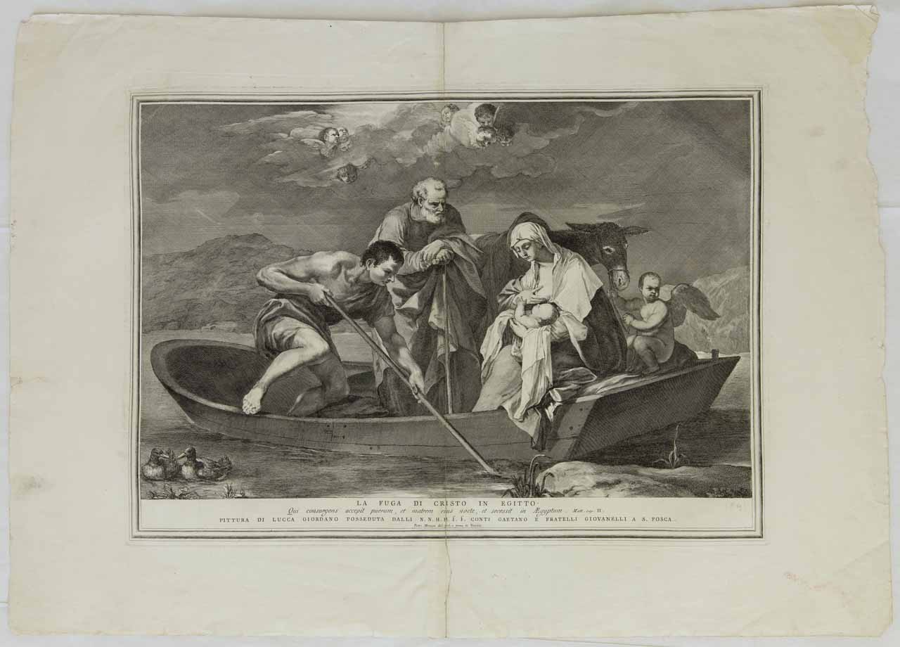 Fuga in Egitto (stampa) di Monaco Pietro, Giordano Luca - ambito bellunese (sec. XVIII)