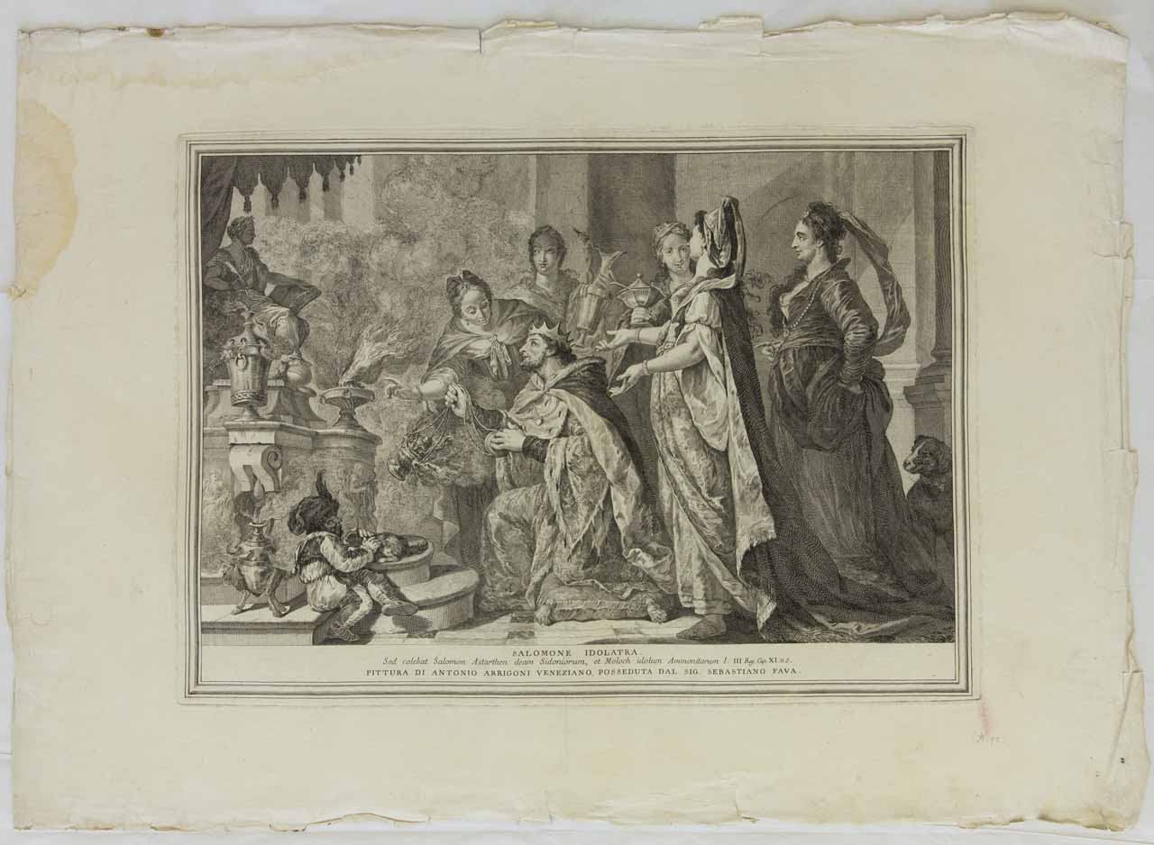 Salomone idolatrante (stampa) di Monaco Pietro, Arrigoni Antonio - ambito bellunese (sec. XVIII)