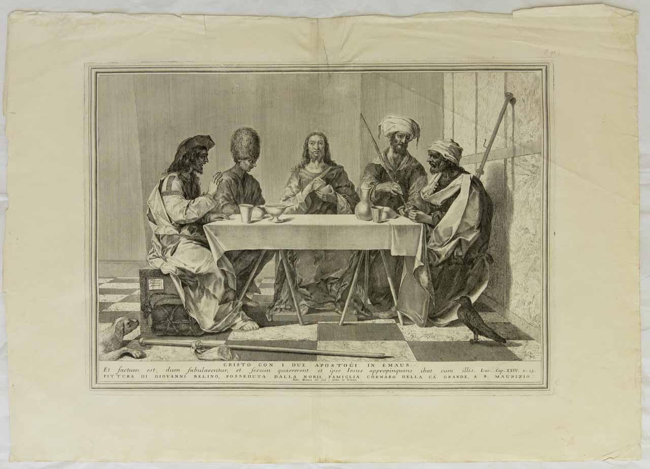 Cena in Emmaus (stampa) di Monaco Pietro, Fetti Domenico - ambito bellunese (sec. XVIII)