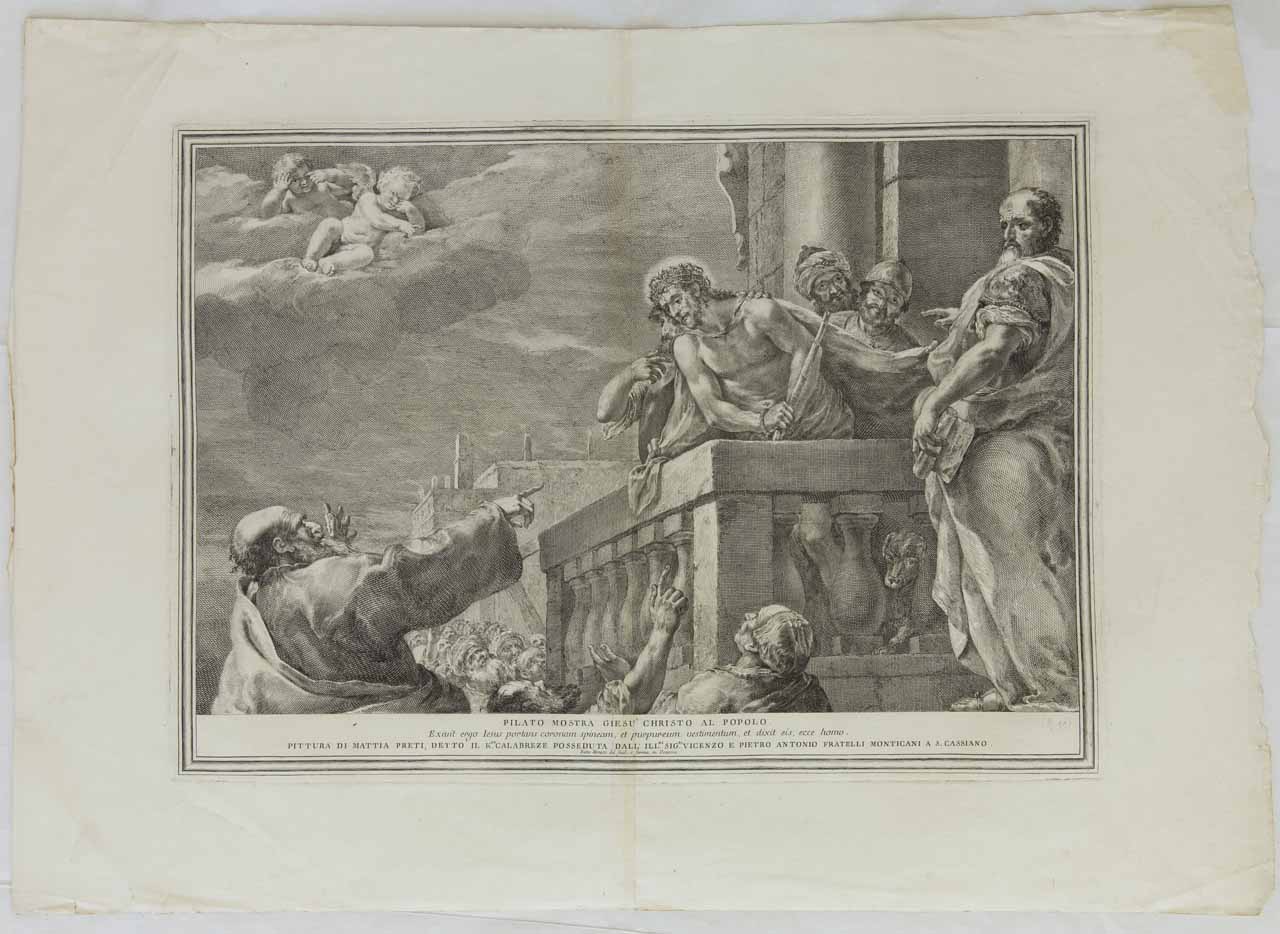 Ecce homo (stampa) di Monaco Pietro, Preti Mattia - ambito bellunese (sec. XVIII)