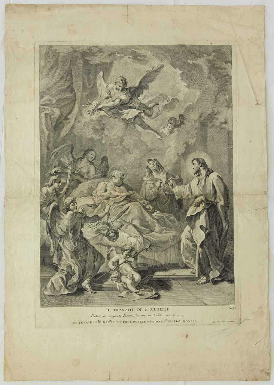 Morte di San Giuseppe (stampa) di Monaco Pietro, Pittoni Giovanni Battista - ambito bellunese (sec. XVIII)