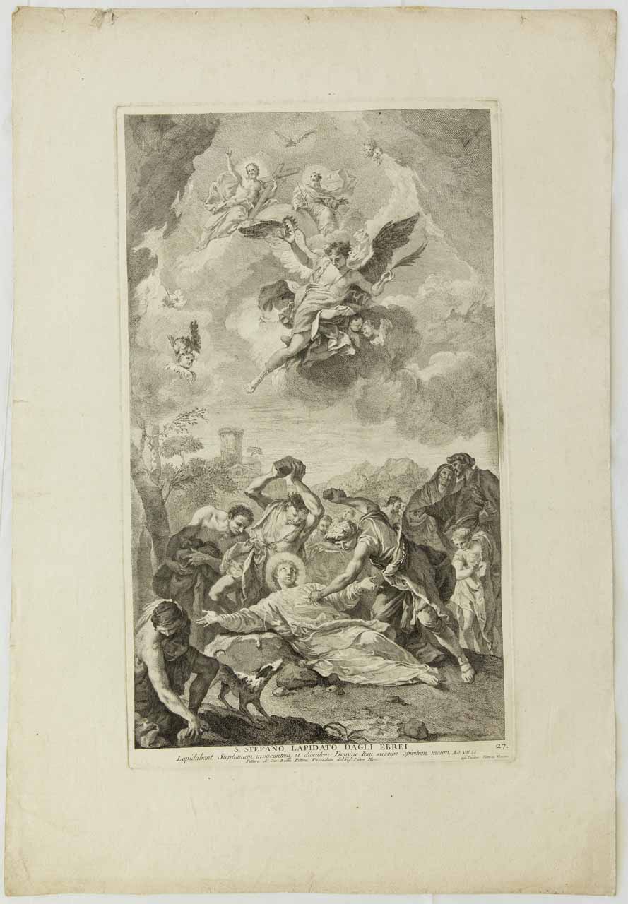 Santo Stefano lapidato (stampa) di Monaco Pietro, Pittoni Giovanni Battista - ambito bellunese (sec. XVIII)