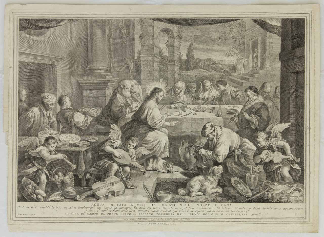 Nozze di Cana (stampa) di Monaco Pietro, Bassano Jacopo - ambito bellunese (sec. XVIII)