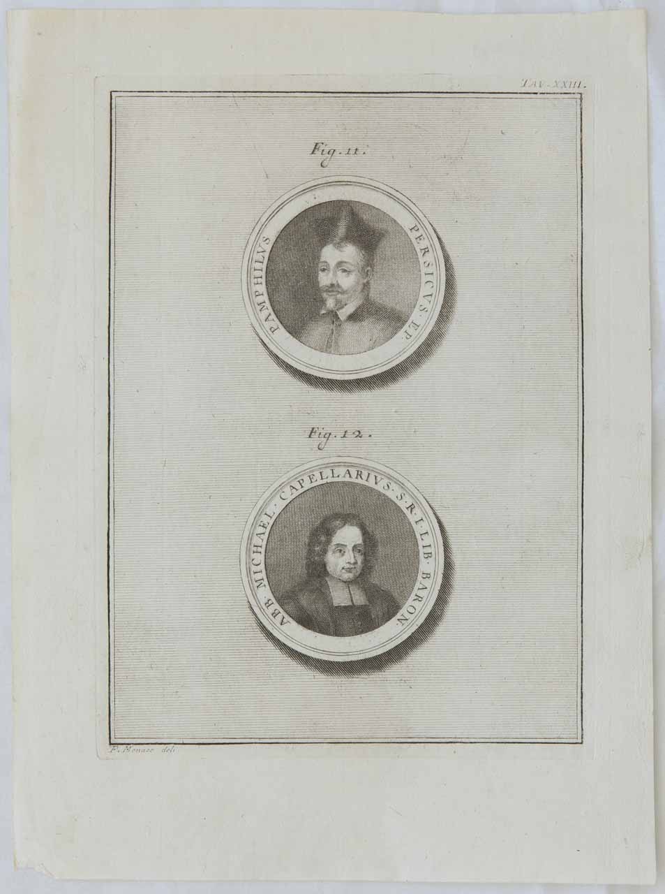 Medaglioni con ritratti di Panfilio Persico e Michele Cappellari (stampa) di Monaco Francesco - ambito bellunese (sec. XVIII)