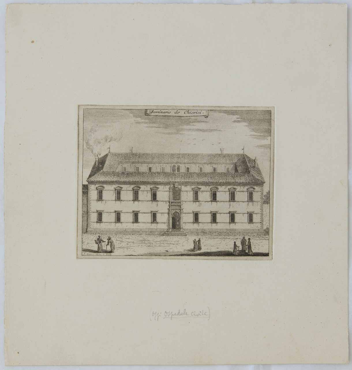 Prospetto del palazzo del Seminario in Belluno (stampa) di Monaco Francesco - ambito bellunese (sec. XVIII)