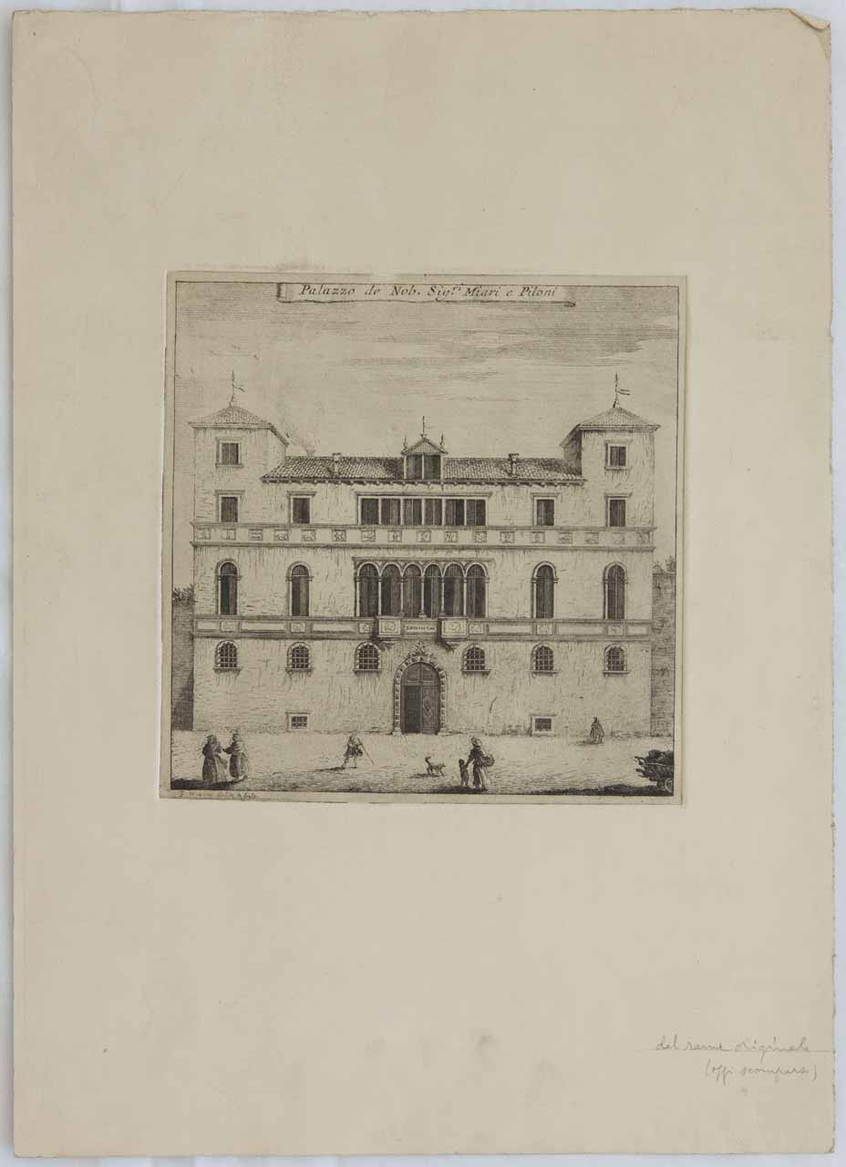Prospetto di Palazzo Miari e Piloni in Belluno (stampa) di Monaco Francesco - ambito bellunese (sec. XVIII)
