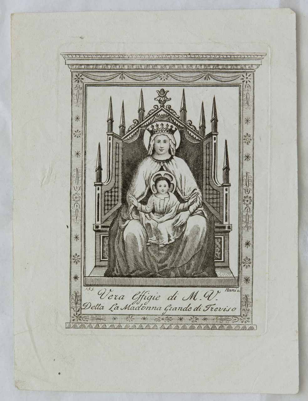 Madonna con Bambino in trono (stampa) di Nani Antonio - ambito bellunese (sec. XIX)