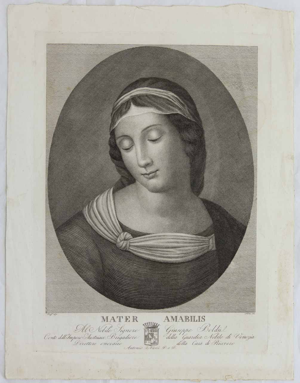Madonna (stampa) di Nani Antonio, Sanzio Raffaello - ambito bellunese (sec. XIX)