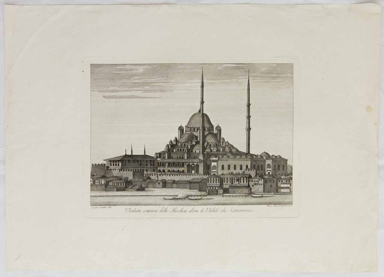 Moschea Yeni Valide (stampa) di Giampiccoli Marco Sebastiano, Comidas Cosimo - ambito veneto (sec. XVIII)