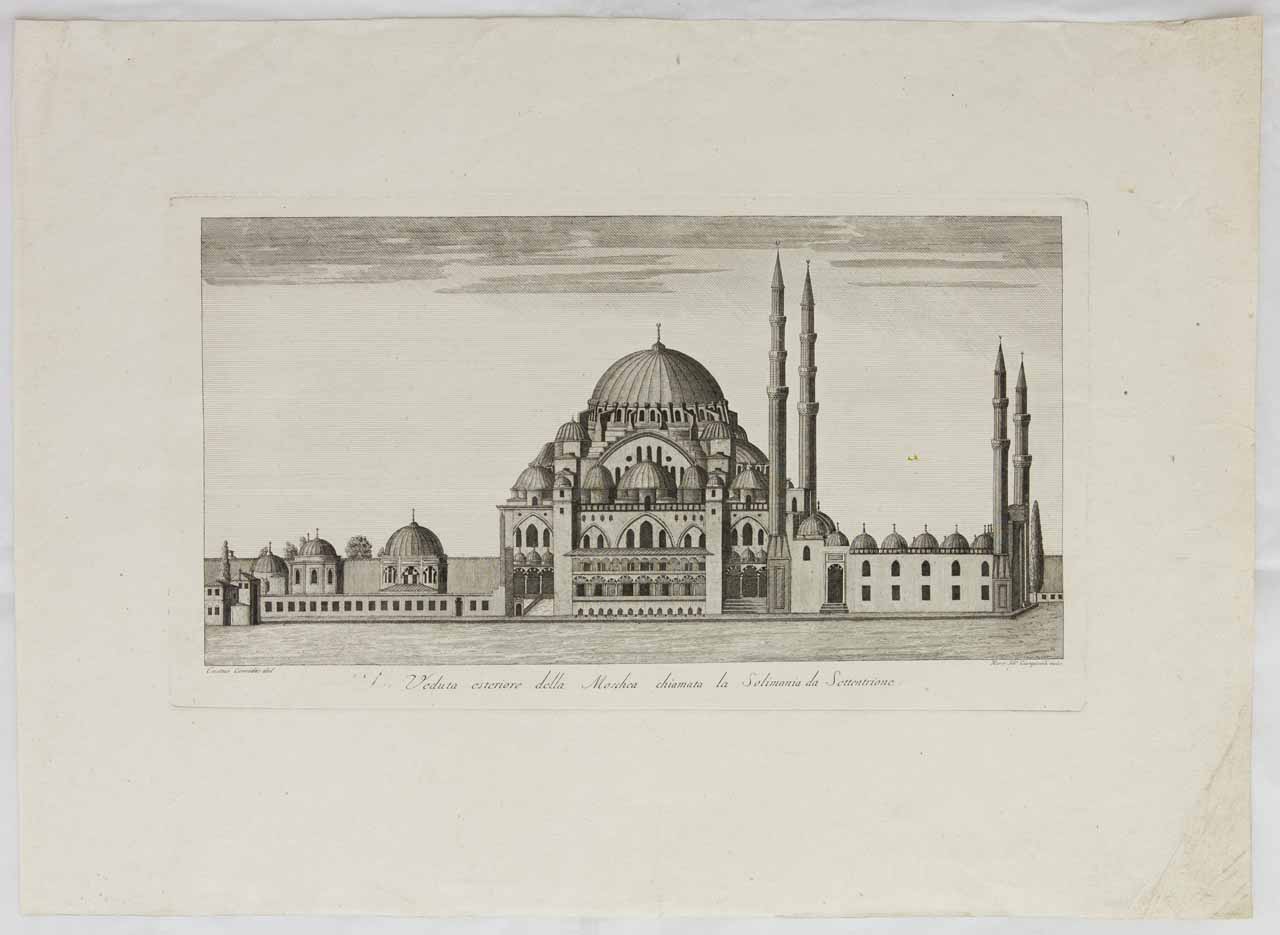 Moschea Suleymaniyyè (stampa) di Giampiccoli Marco Sebastiano, Comidas Cosimo - ambito veneto (sec. XVIII)