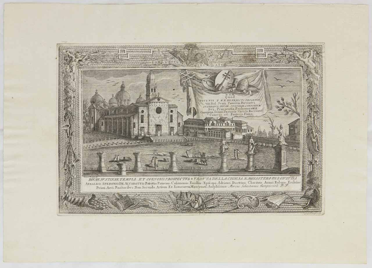 Chiesa e monastero di Santa Giustina a Venezia (stampa smarginata) di Giampiccoli Marco Sebastiano, Resegati Antonio - ambito veneziano (sec. XIX)