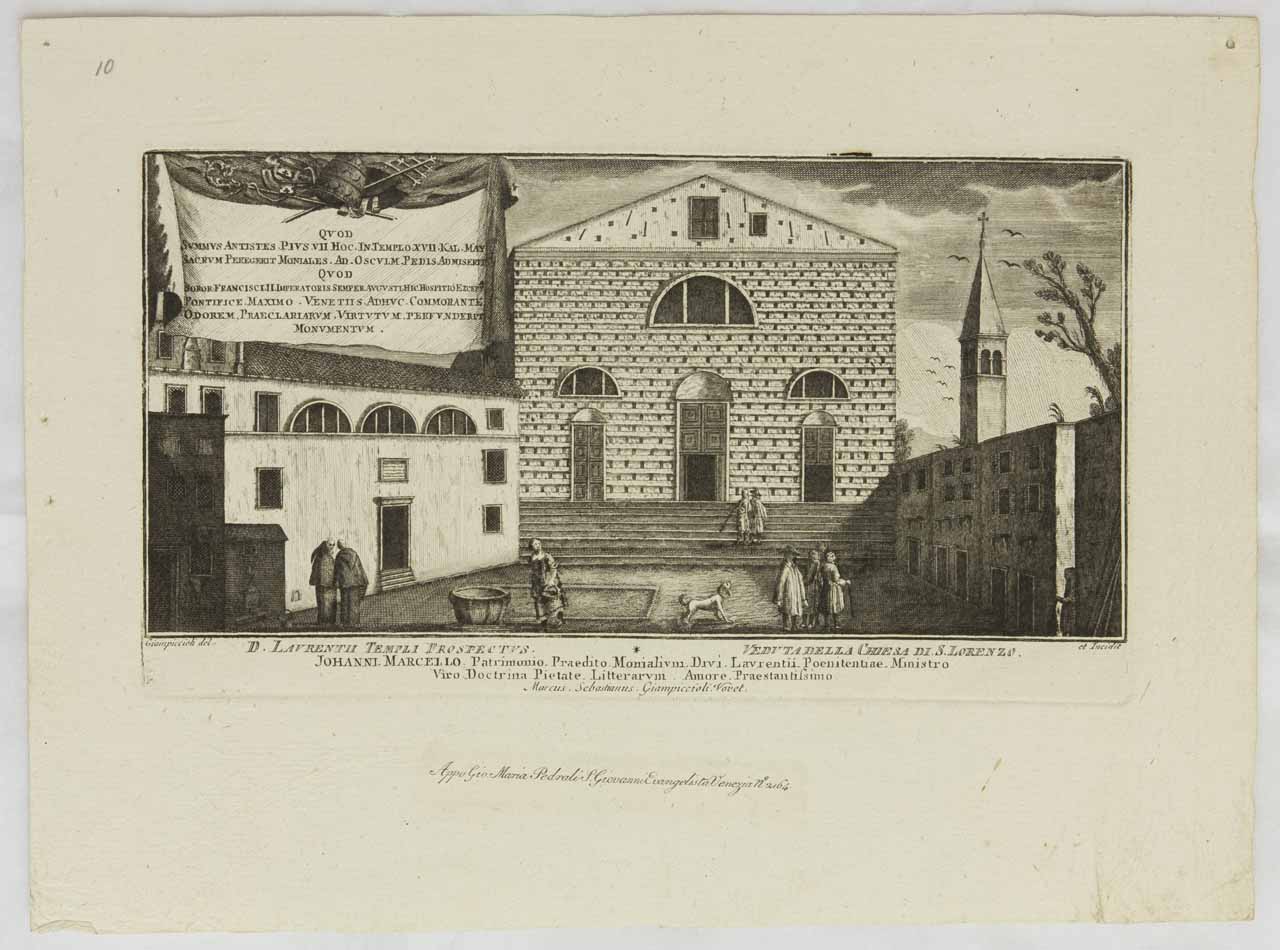 Chiesa di San Lorenzo a Venezia (stampa) di Giampiccoli Marco Sebastiano - ambito veneziano (sec. XIX)