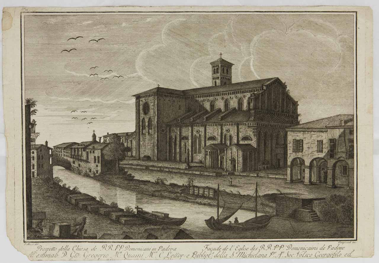 Chiesa di Sant'Agostino a Padova (stampa tagliata) di Giampiccoli Marco Sebastiano, Bellucco Francesco - ambito veneto (sec. XIX)