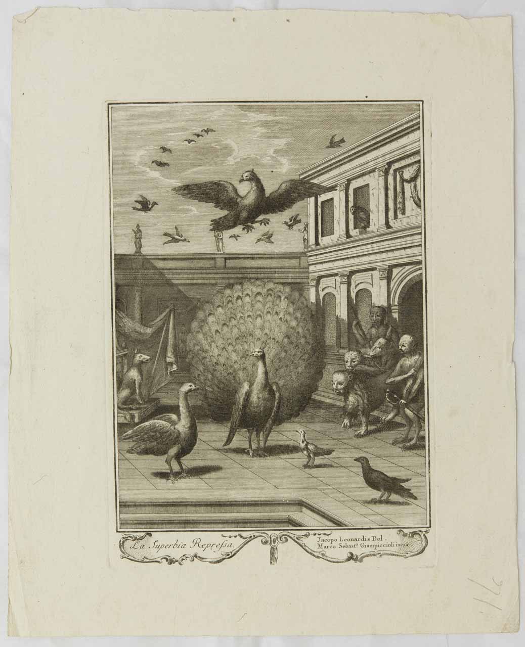 Allegoria della superbia (stampa) di Giampiccoli Marco Sebastiano, Leonardis Giacomo - ambito veneziano (sec. XVIII)