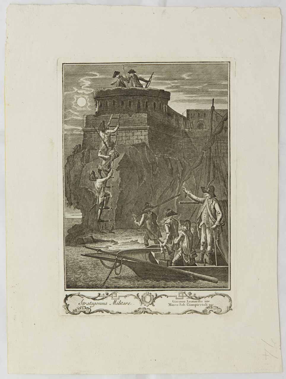 Scena di assedio (stampa) di Giampiccoli Marco Sebastiano, Leonardis Giacomo - ambito veneziano (sec. XVIII)