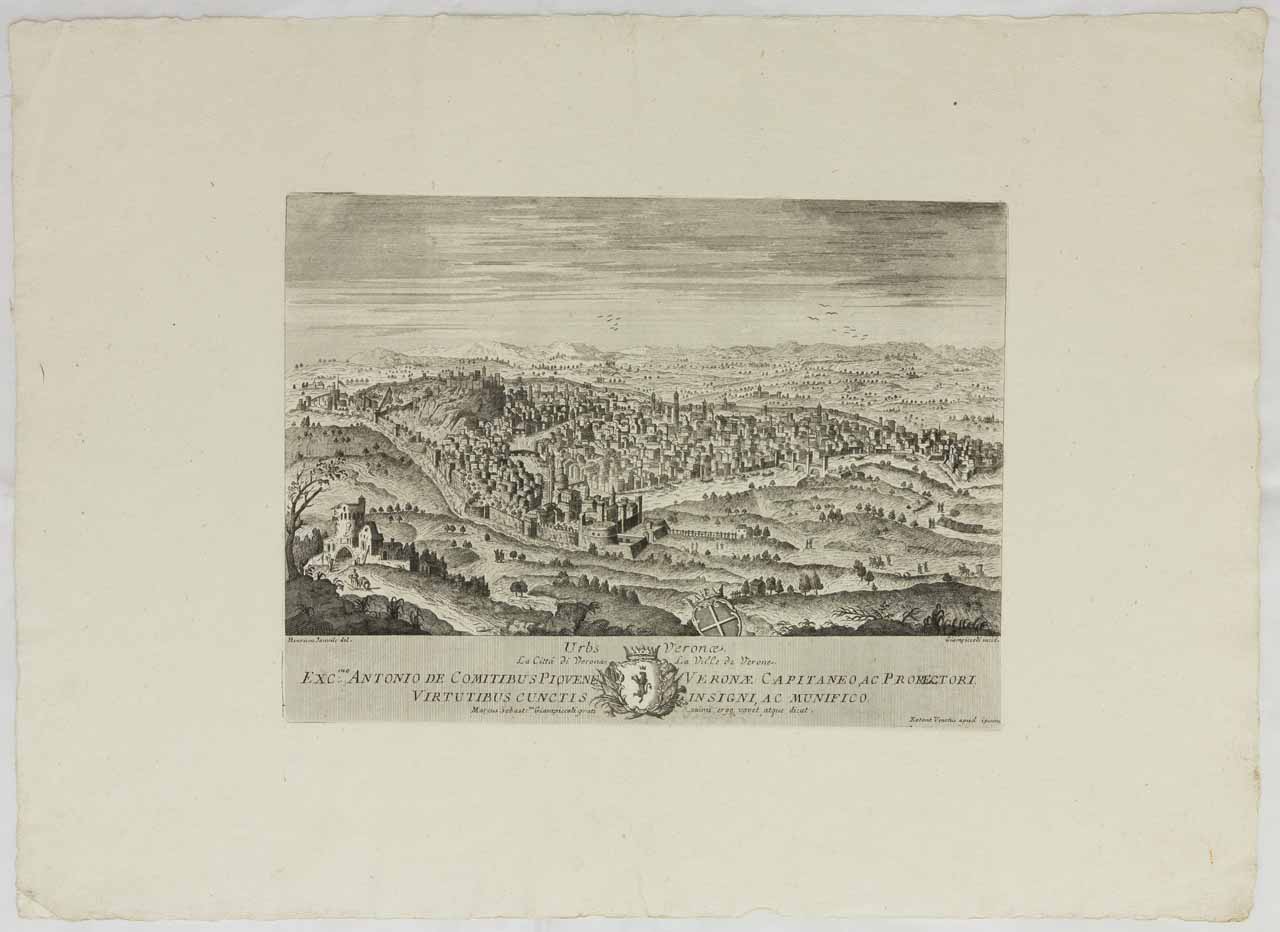 Veduta di Verona (stampa) di Giampiccoli Marco Sebastiano, De Joinville Henri - ambito veneziano (sec. XVIII)
