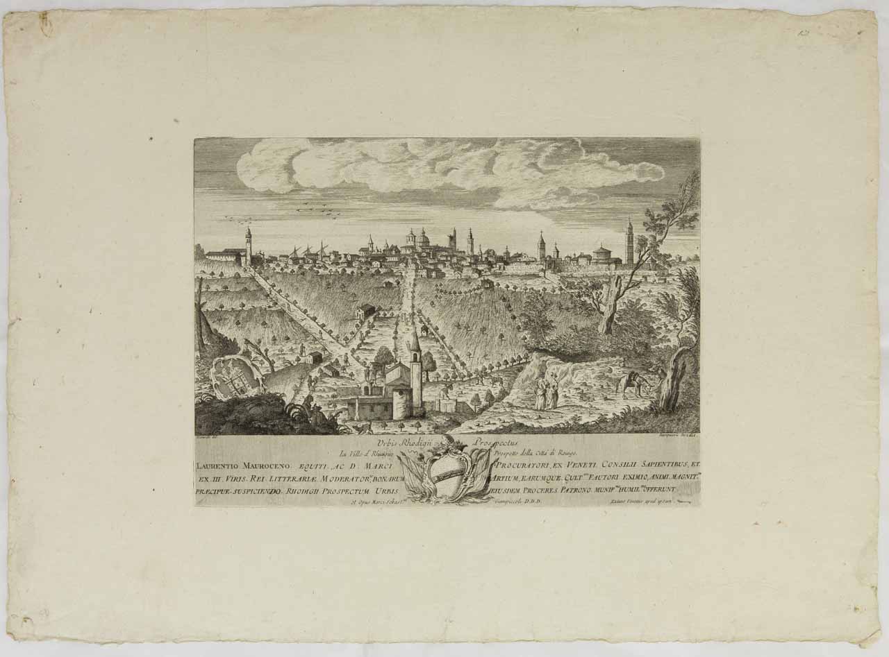 Veduta di Rovigo (stampa) di Giampiccoli Marco Sebastiano, De Joinville Henri - ambito veneziano (sec. XVIII)