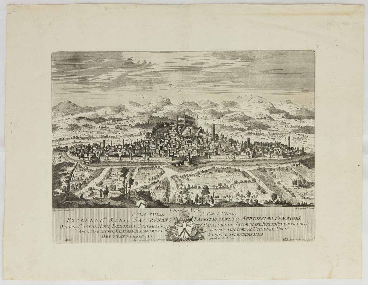 Veduta di Udine (stampa) di Giampiccoli Marco Sebastiano, De Joinville Henri - ambito veneziano (sec. XVIII)