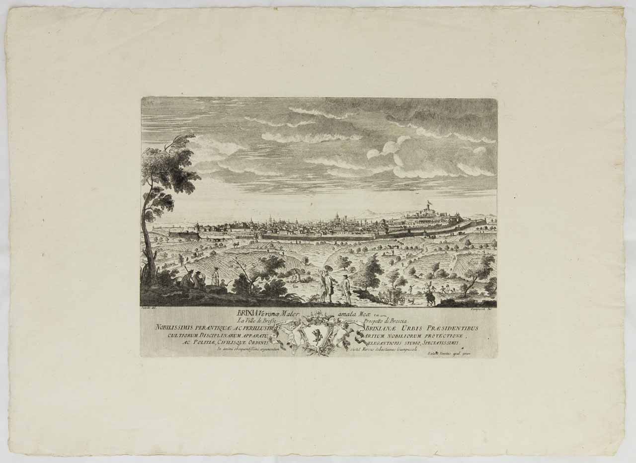 Veduta di Brescia (stampa) di Giampiccoli Marco Sebastiano, De Joinville Henri - ambito veneziano (sec. XVIII)