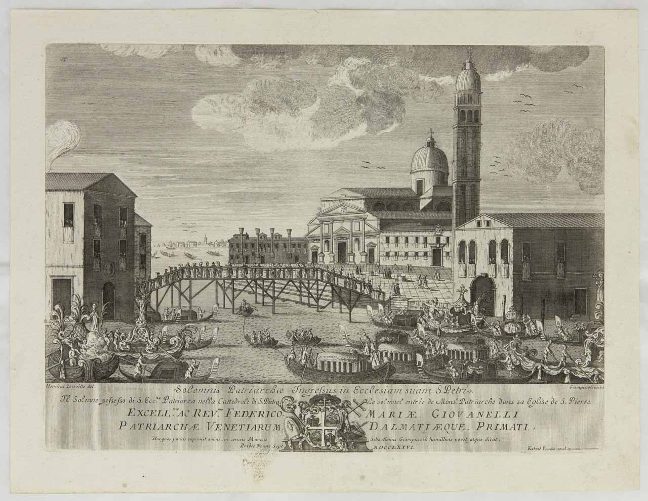 Veduta della basilica di San Pietro a Venezia (stampa) di Giampiccoli Marco Sebastiano, De Joinville Henri - ambito veneziano (sec. XVIII)