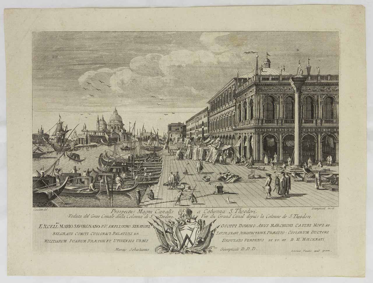 Veduta della Libreria Marciana e del molo (stampa, serie) di Giampiccoli Marco Sebastiano, Canal Antonio detto Canaletto, Visentini Antonio - ambito veneziano (sec. XVIII)