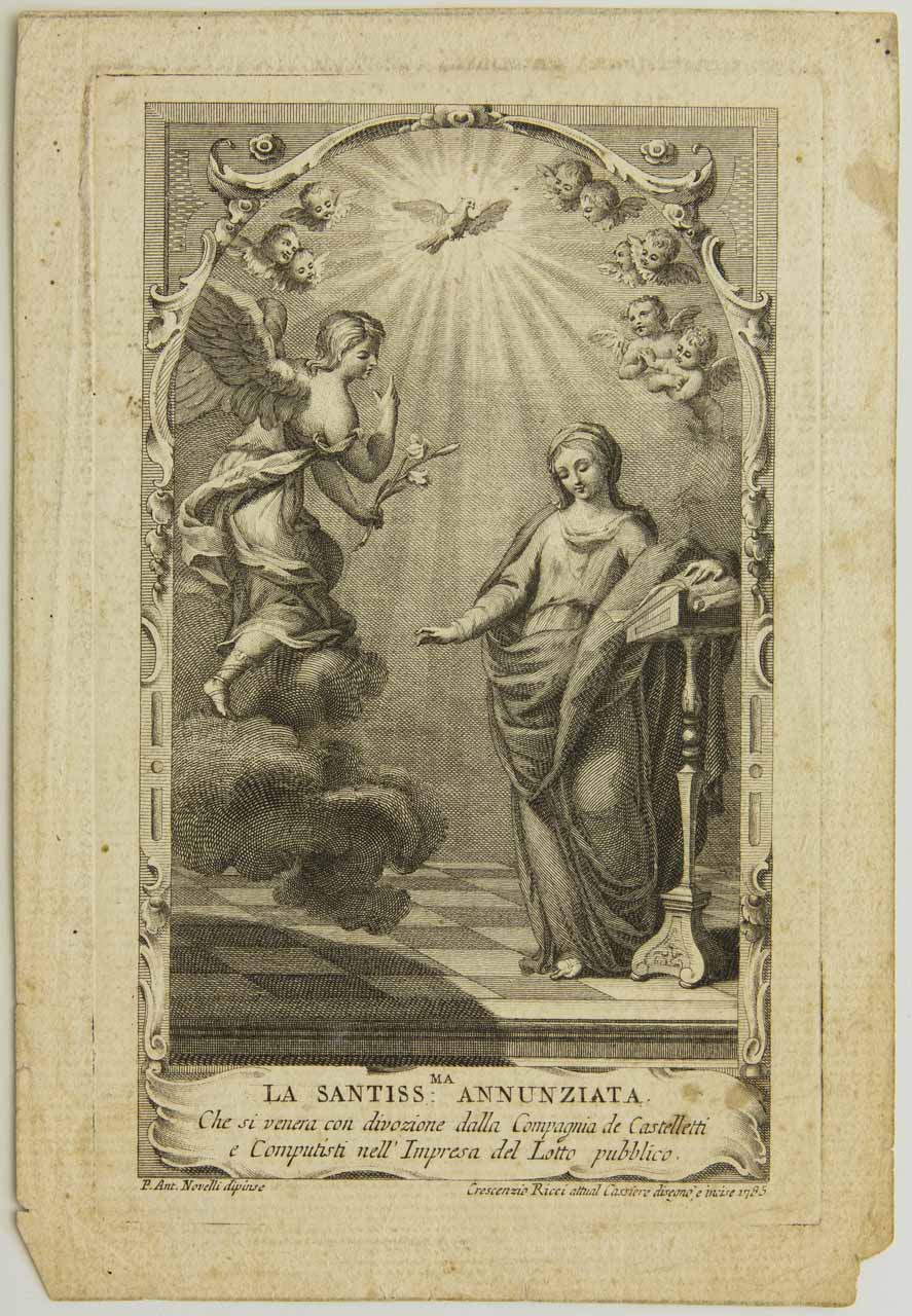 Annunciazione (stampa) di Ricci Crescenzio, Novelli Pietro Antonio - ambito veneto (sec. XVIII)
