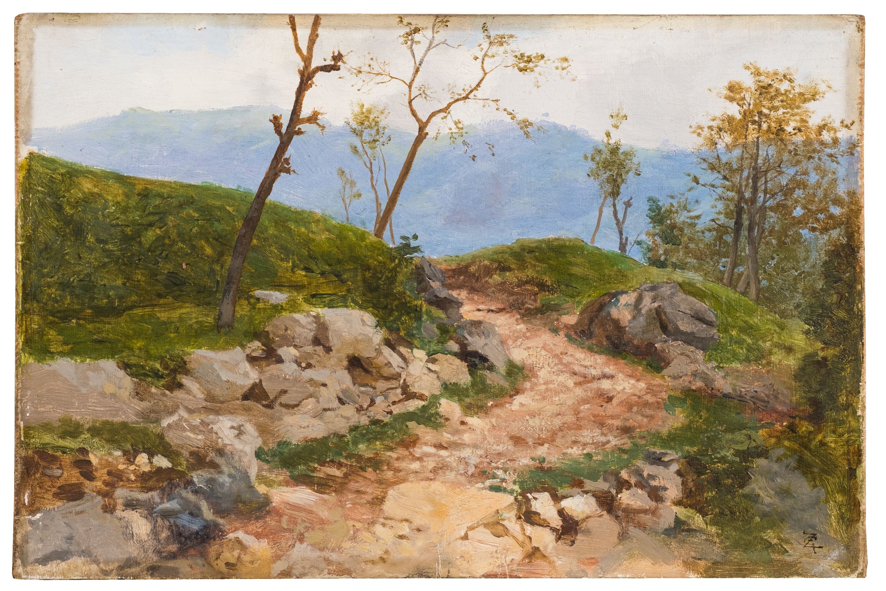 A Badia Calvena, paesaggio montano (dipinto, serie) di Zannoni Giuseppe - ambito veronese (fine/ inizio XIX/ XX)