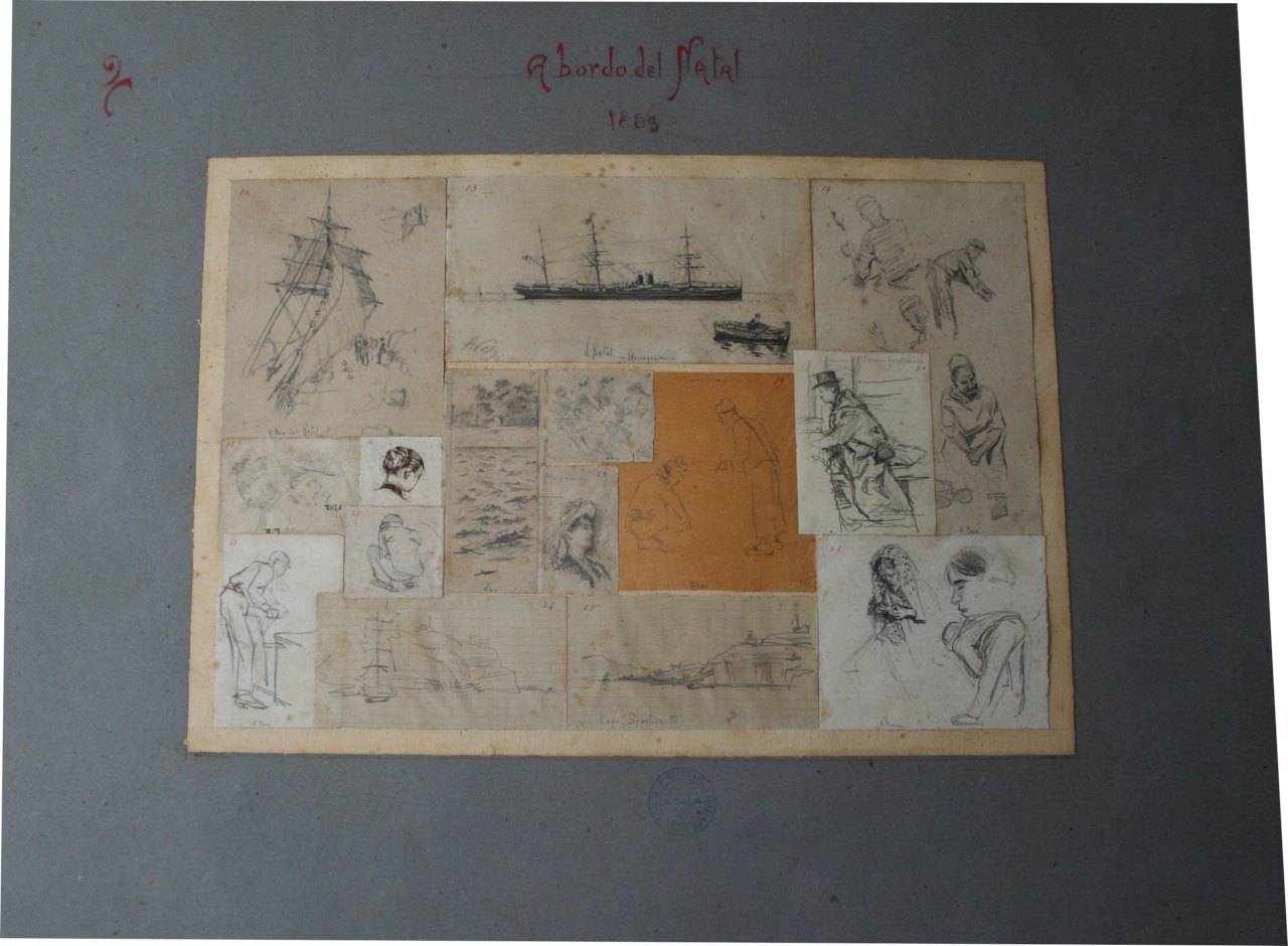 A bordo del Natal 1885 (disegno, serie) di Augusto Valli (XIX secolo)