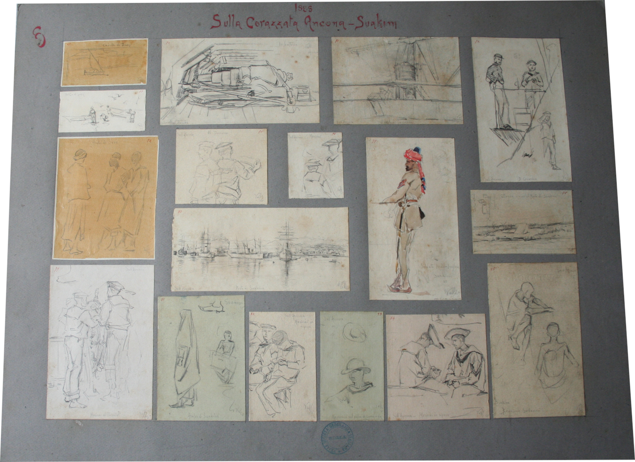 Sulla corazzata Ancona-Suakim 1885 (disegno, serie) di Augusto Valli (XIX secolo)