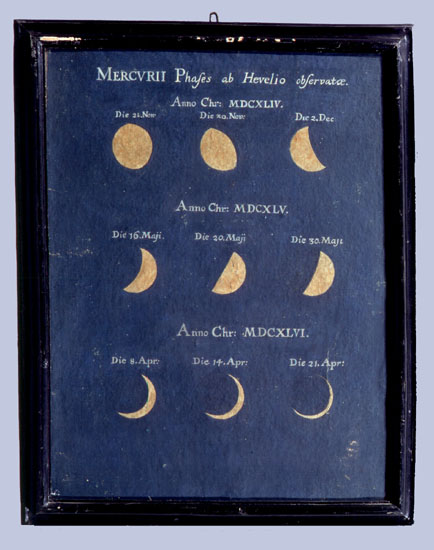 Fasi di Mercurio, Raffigurazione di fenomeni celesti (Tavola illustrata) di Eimmart, Maria Clara - ambito tedesco (fine XVII)