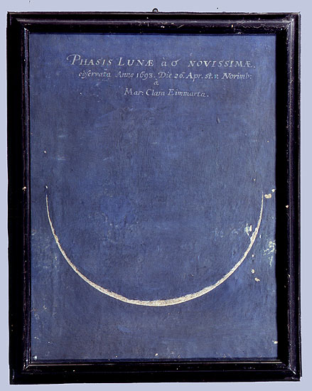 Fase lunare osservata il 23 aprile 1693, Raffigurazione di fenomeni celesti (Tavola illustrata) di Eimmart, Maria Clara - ambito tedesco (fine XVII)