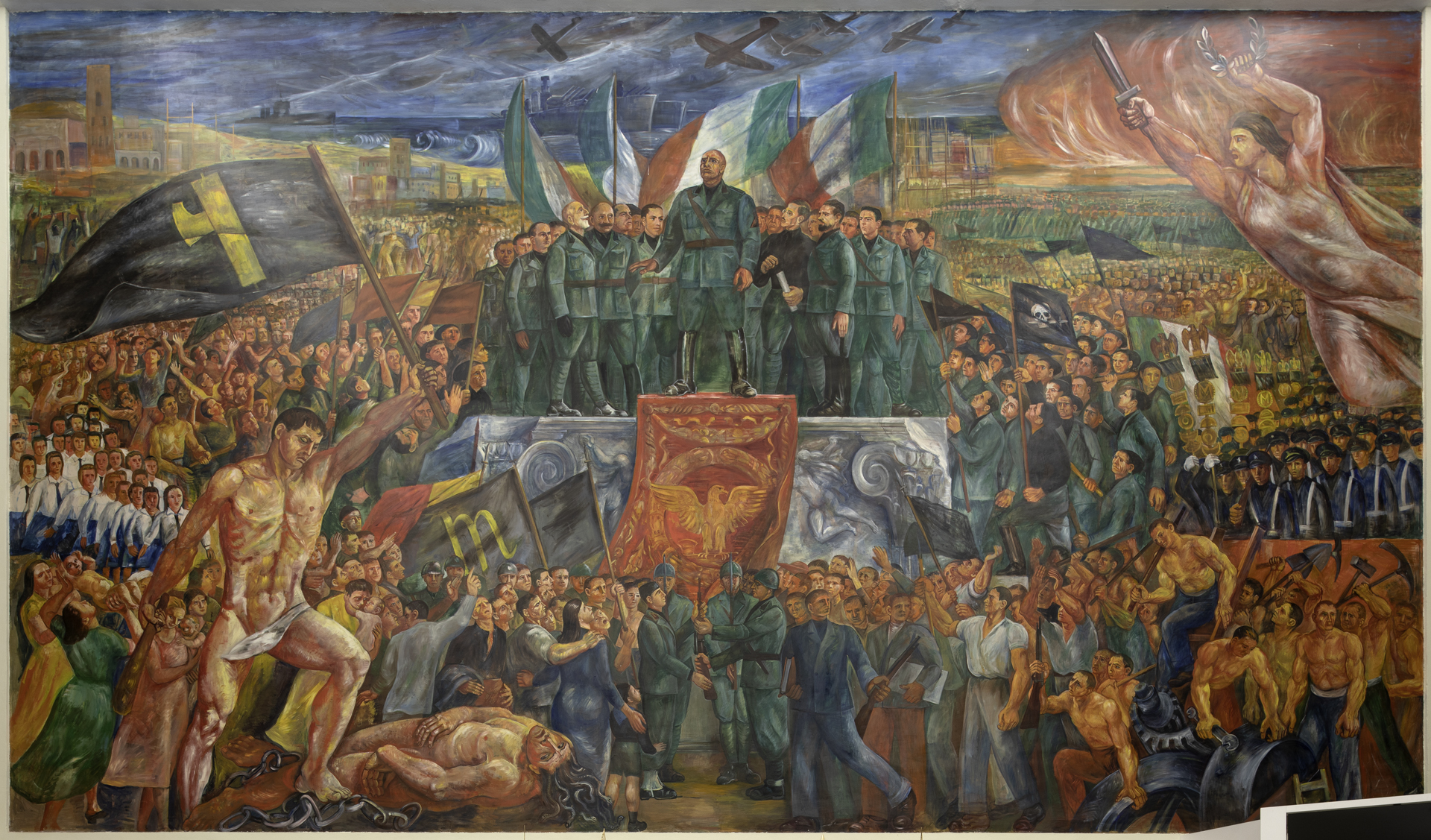 La Roma di Mussolini, apoteosi del fascismo (dipinto) di Montanarini Luigi (sec. XX)