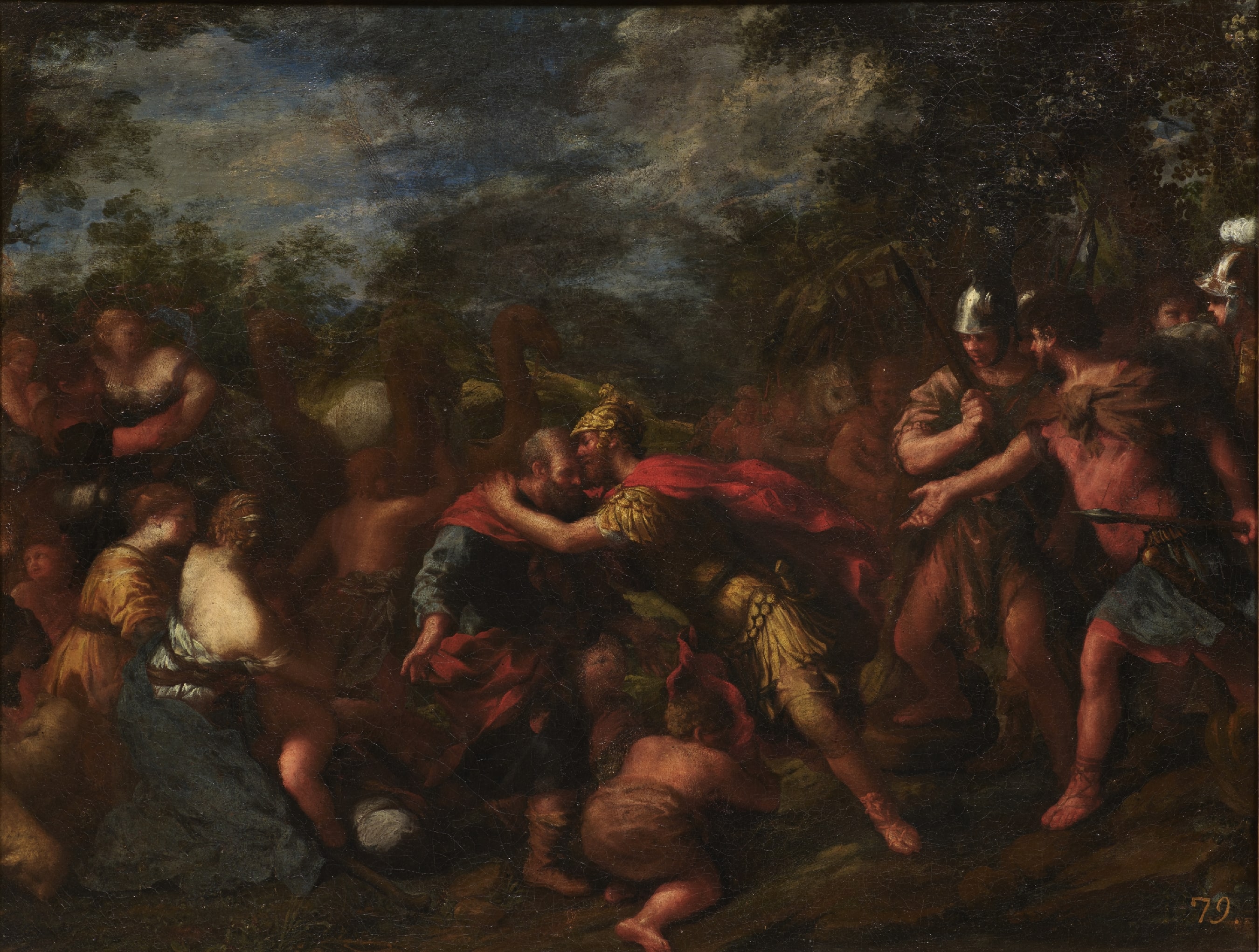 Incontro di Esaù e Giacobbe (dipinto, opera isolata) di Bottalla Giovanni Maria detto Raffaellino (prima metà XVII)