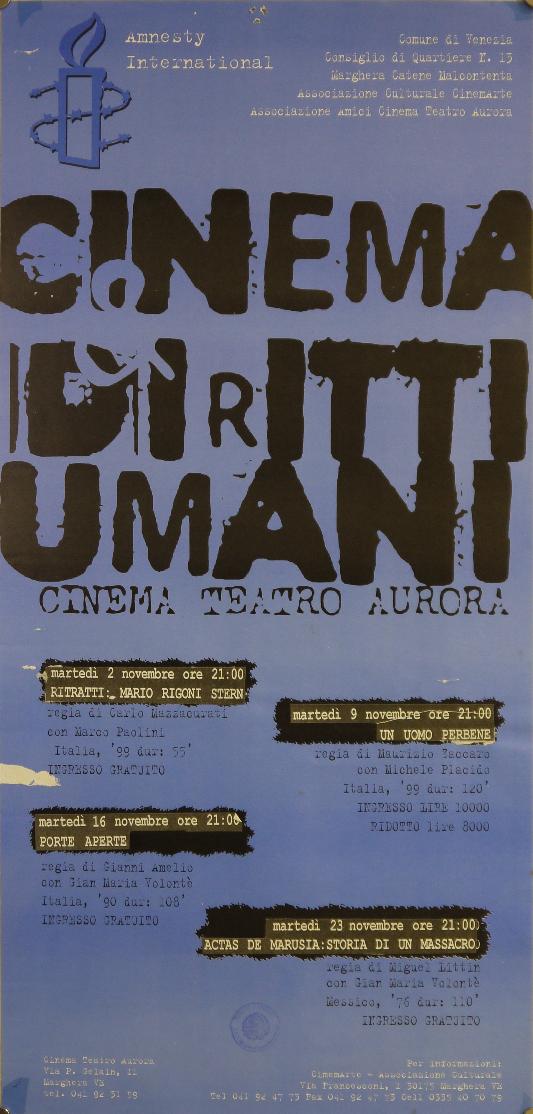 iscrizioni su fondo viola (locandina) - ambito veneto (inizio XXI)