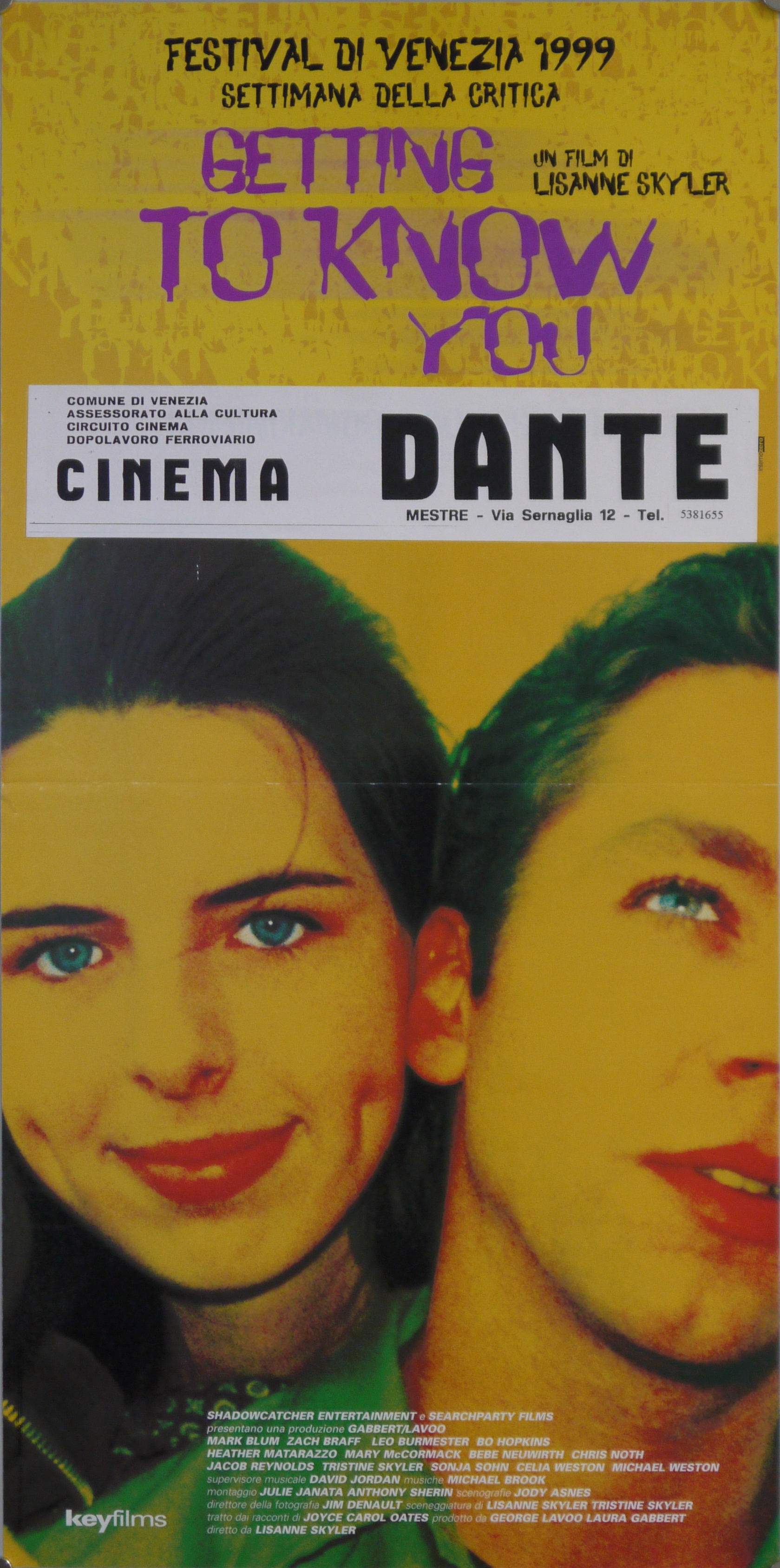 Primo piano fotografico a colori virati di Heather Matarazzo nei panni di Judith e Zach Braffi in quelli di Wesley (locandina) - ambito veneto (fine XX)