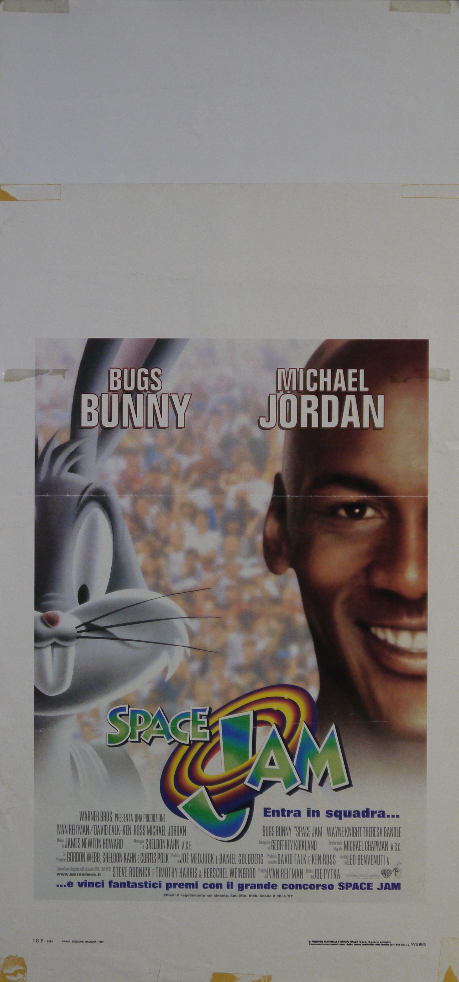 Ritratti di Bugs Bunny e Michael Jordan su uno sfondo di folla da stadio (locandina) - ambito americano (fine XX)