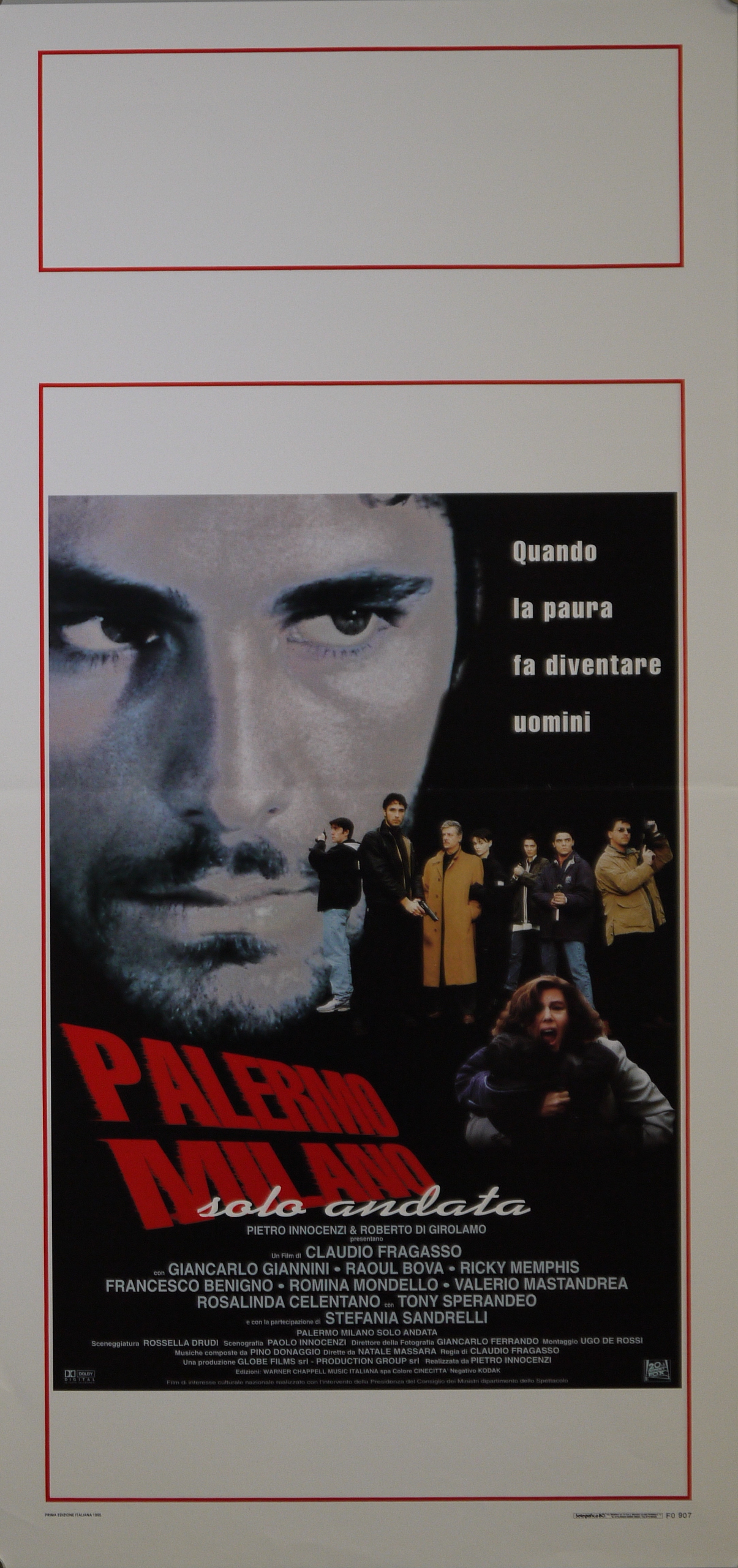 Ritratto di Nino Di Venanzio (Raoul Bova); Turi Leofonte con Chiara Leofonte protetto dalla scorta armata; Franca Leofonte in pianto con il figlio tra le braccia (locandina) - ambito italiano (fine XX)