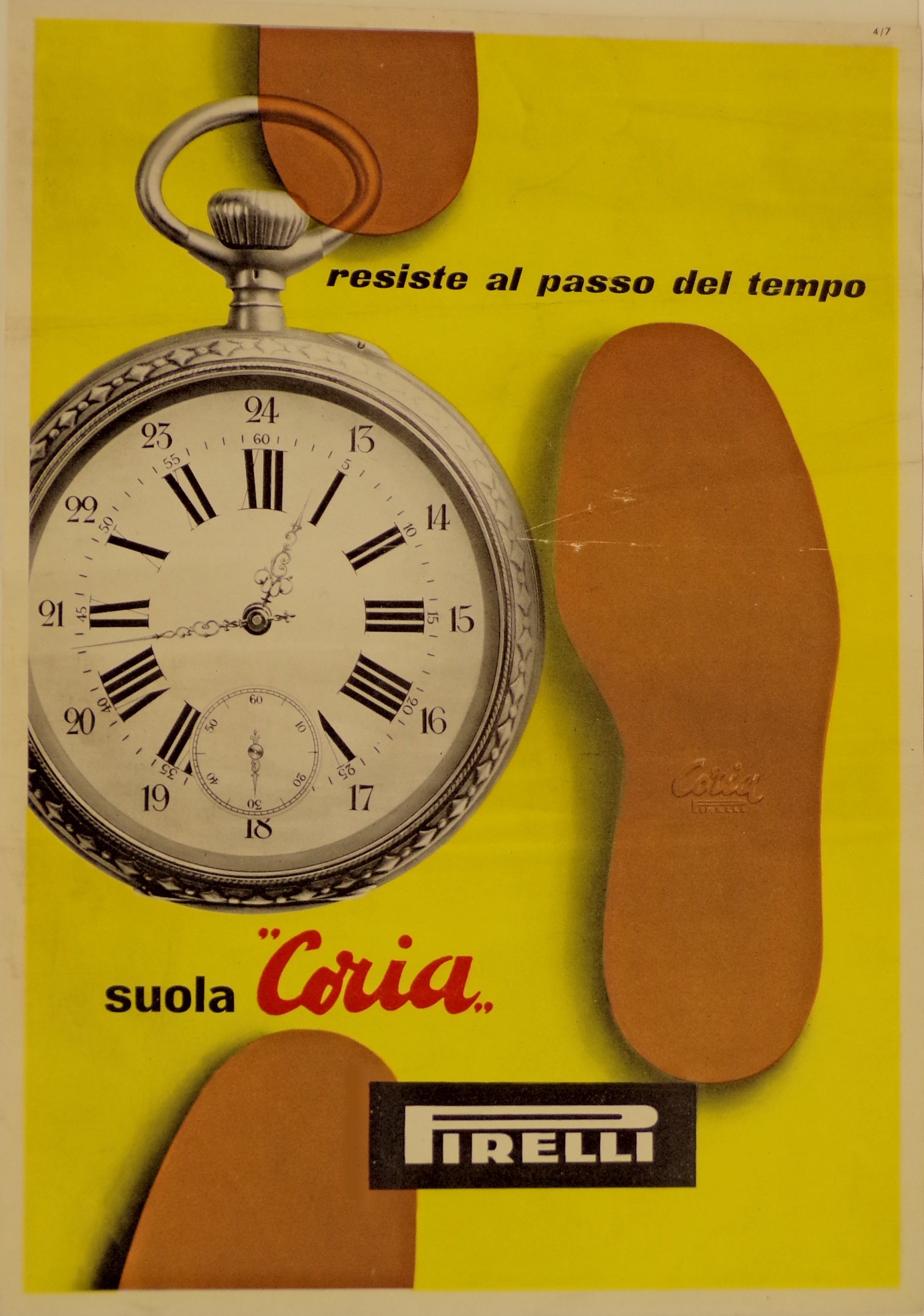 Orologio da taschino e suole di gomma (locandina) di Bonini Ezio - ambito lombardo (metà XX)