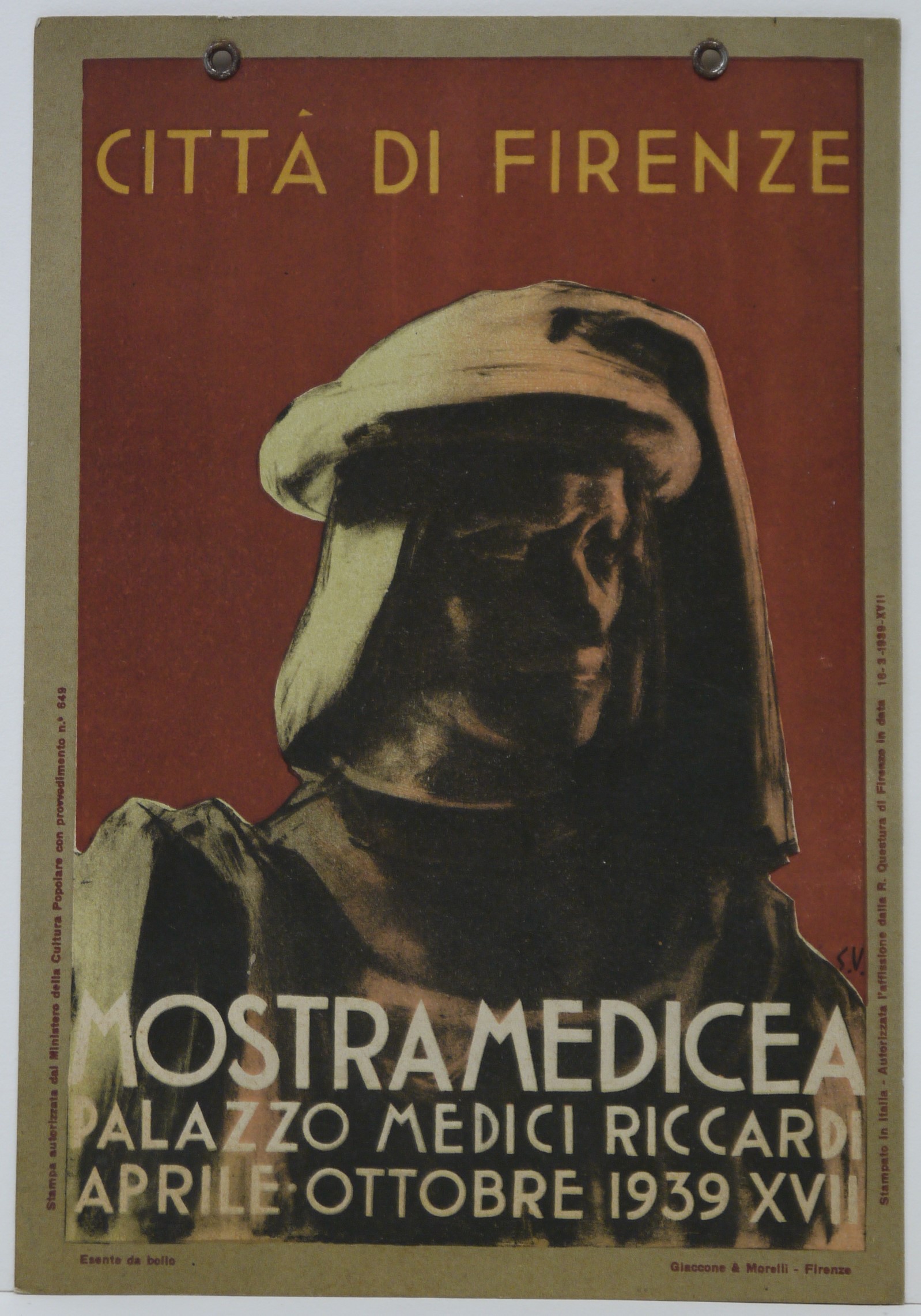 Disegno ispirato ad Andrea del Verrocchio, "Busto di Lorenzo de’ Medici", National Gallery, Washington (locandina) - ambito fiorentino (secondo quarto XX)