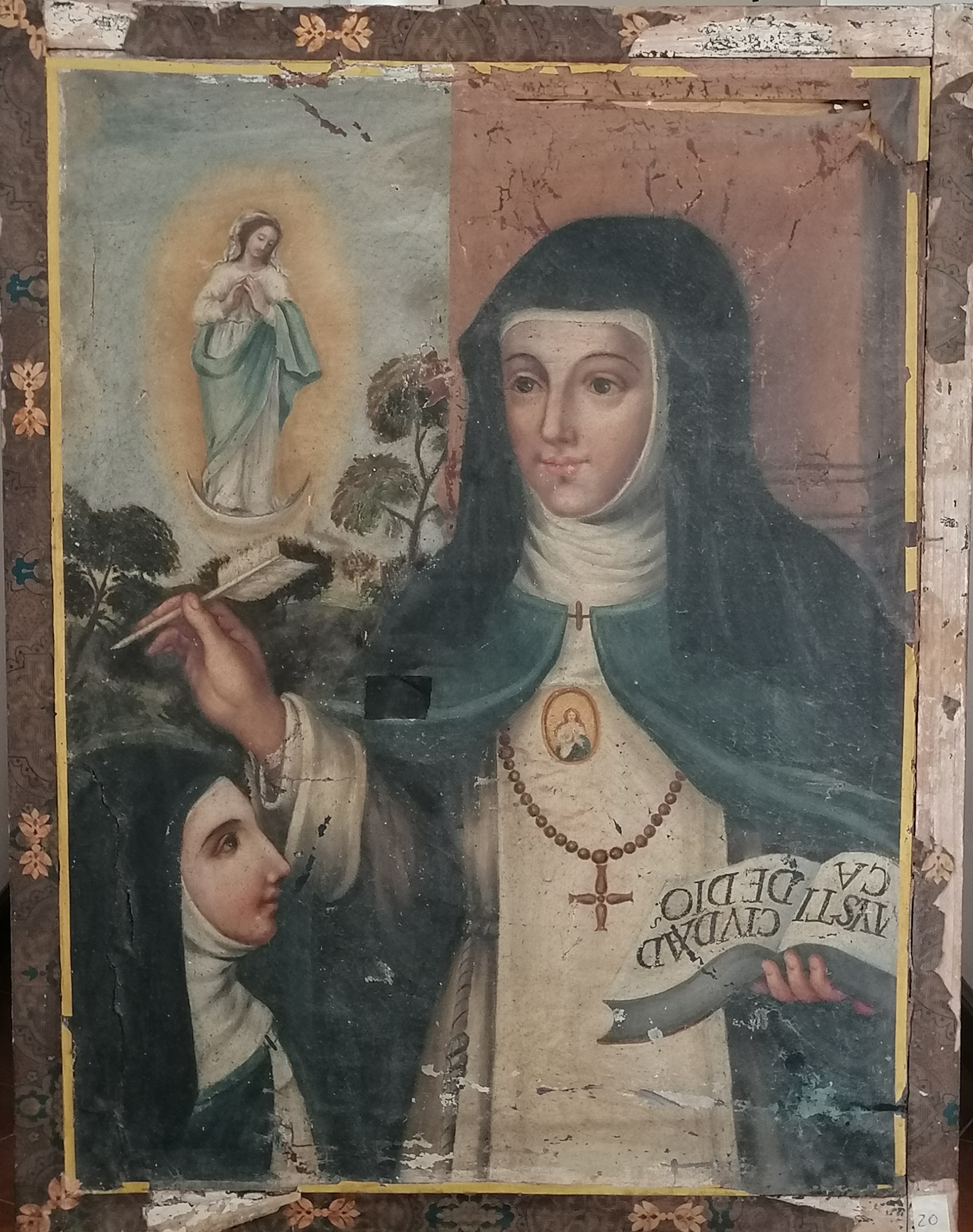 apparizione dell'Immacolata Concezione a suor Maria di Gesù di Ágreda (dipinto) - ambito Italia centrale (XVII)