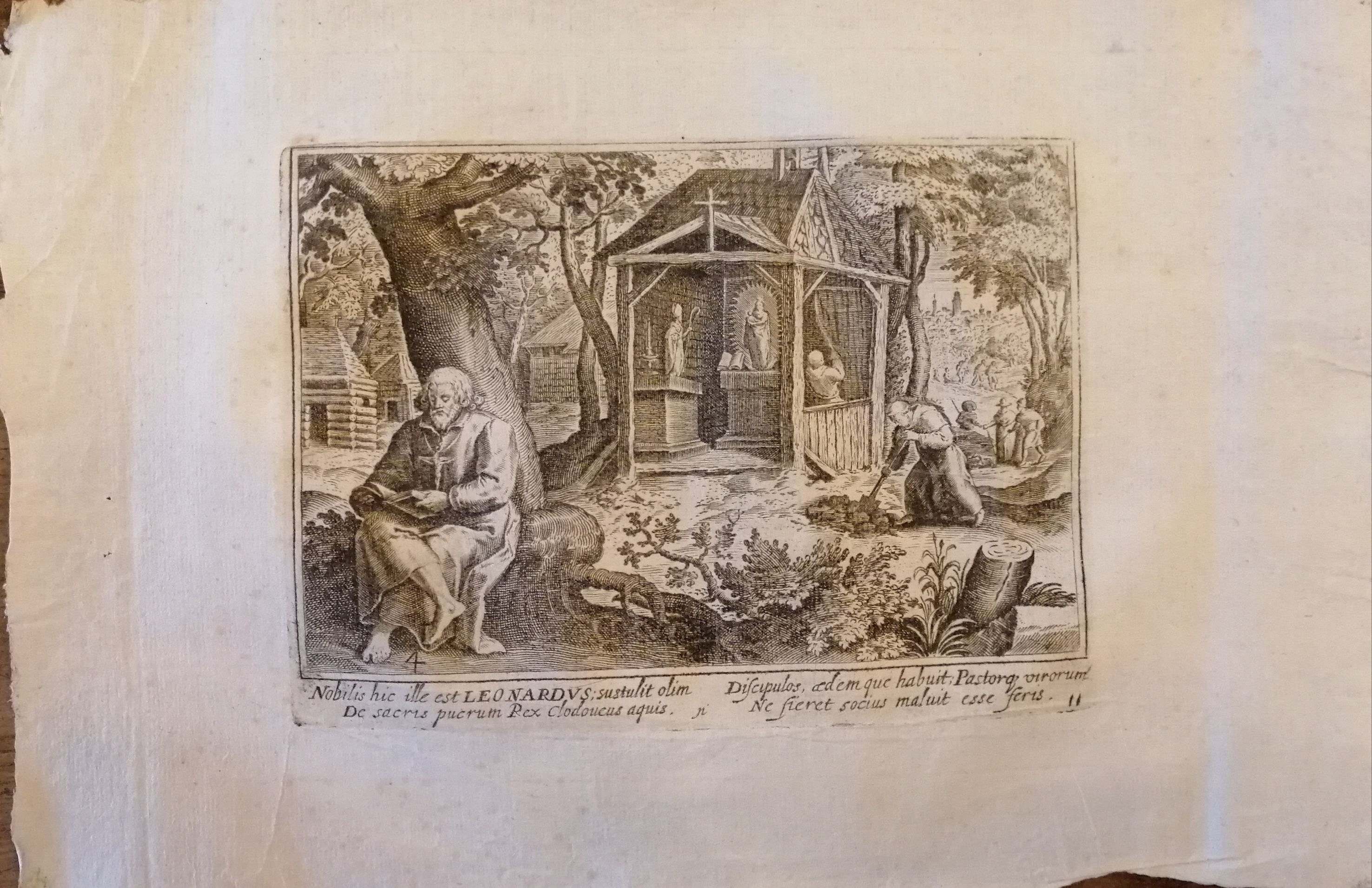 San Leonardo (stampa) di Honervogt, Jacques (attribuito), De Vos Maarten (attribuito) (secondo quarto XVII)