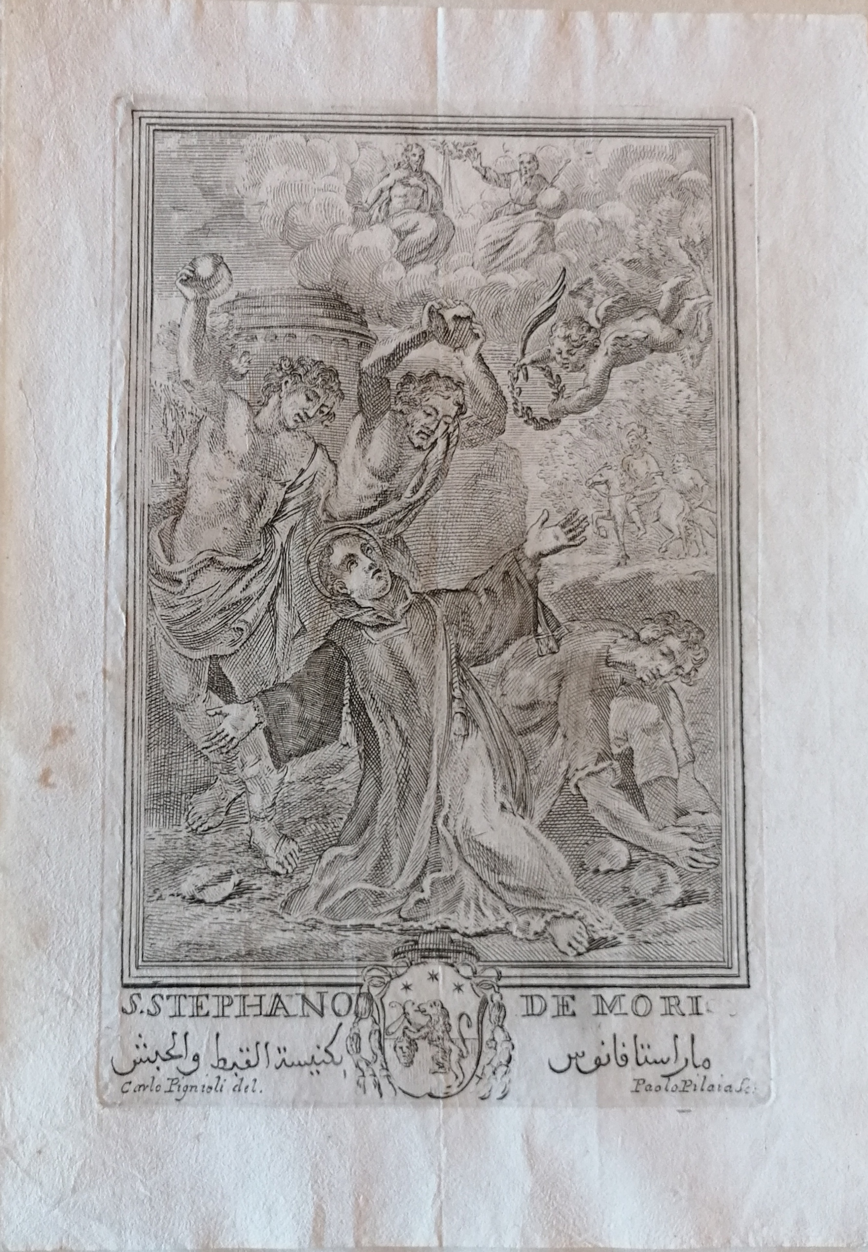 Lapidazione di Santo Stefano (stampa) di Pignioli Carlo (attribuito), Pilaia Paolo (attribuito) (prima metà XVIII)